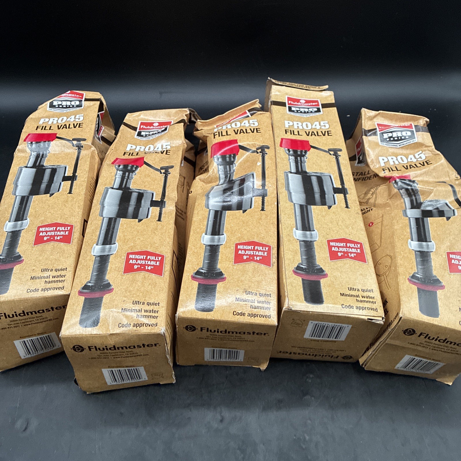 *READ* 5-pk Fluidmaster PRO45 Toilet Fill Valve - Black *READ* 5-pk Fluidmaster PRO45 Toilet Fill Valve - Black