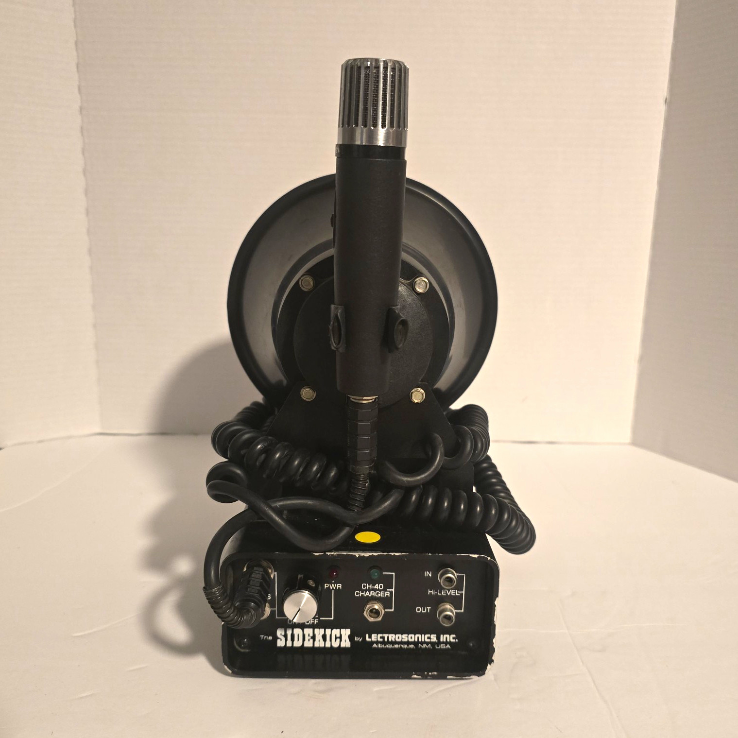 Rare Vintage Lectrosonics Sidekick Wired Black Speaker w/ Microphone Coiled Cord