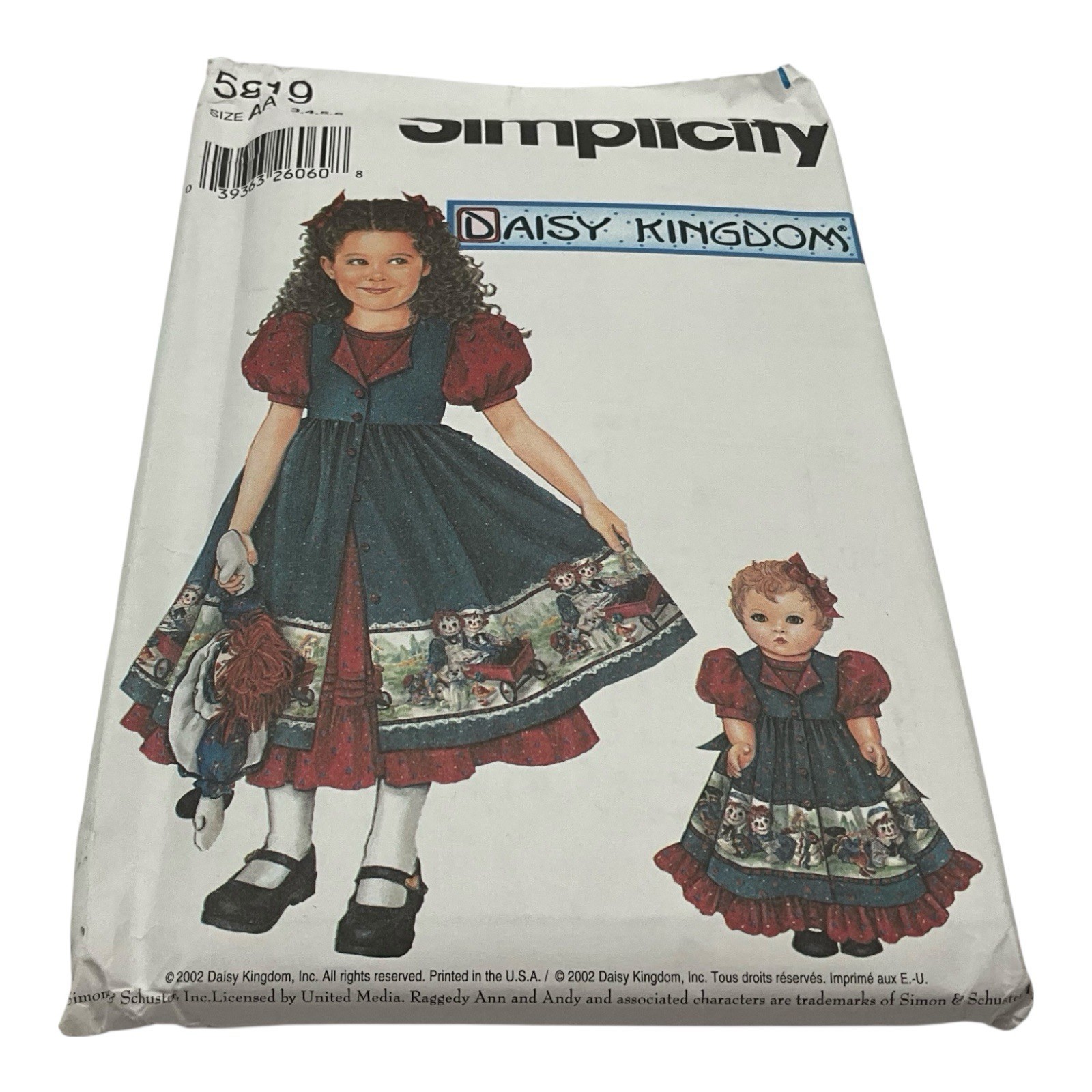 Daisy Kingdom Pattern 5819 Simplicity Girls Dress VTG Uncut Size AA 3,4,5,6