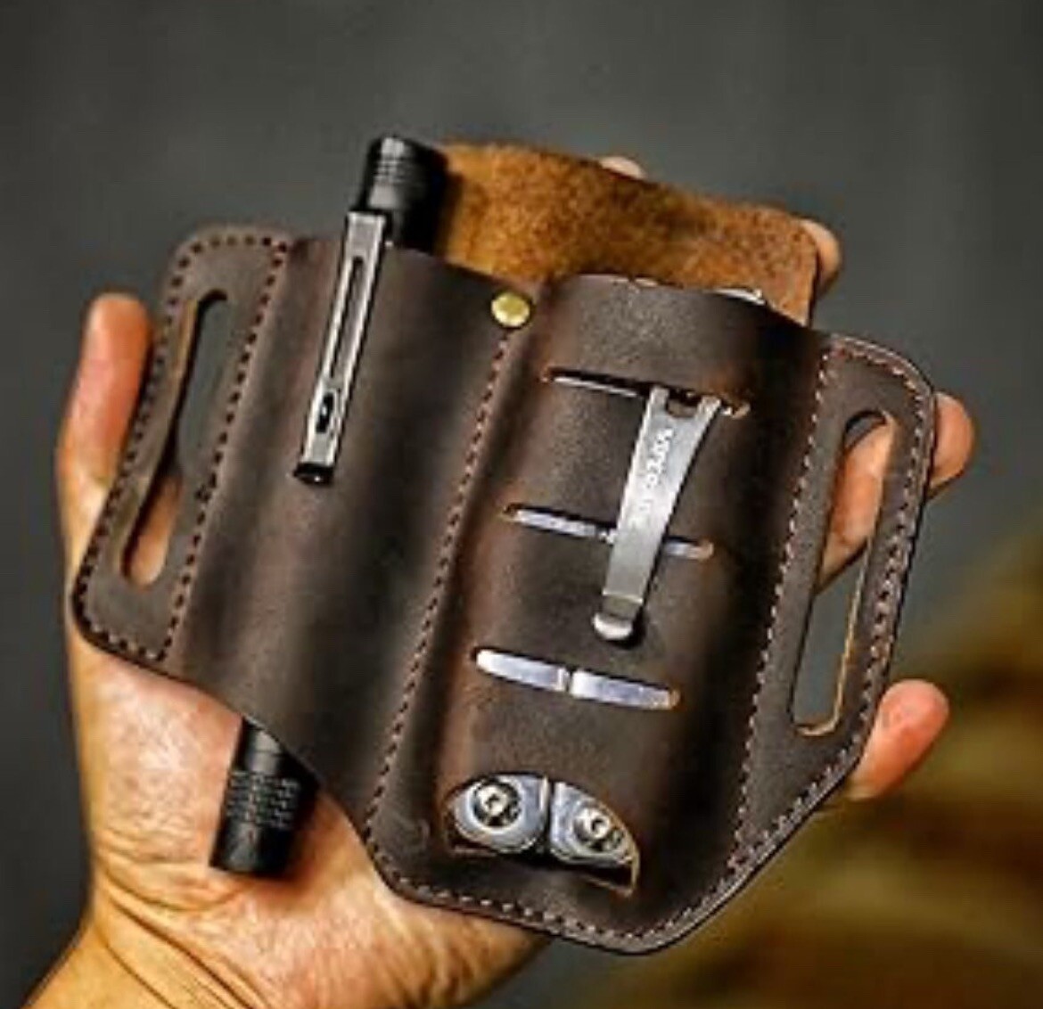 Belt Organizer Multitool Leather Sheath Leather Man Knife Pen Flashlight Torch