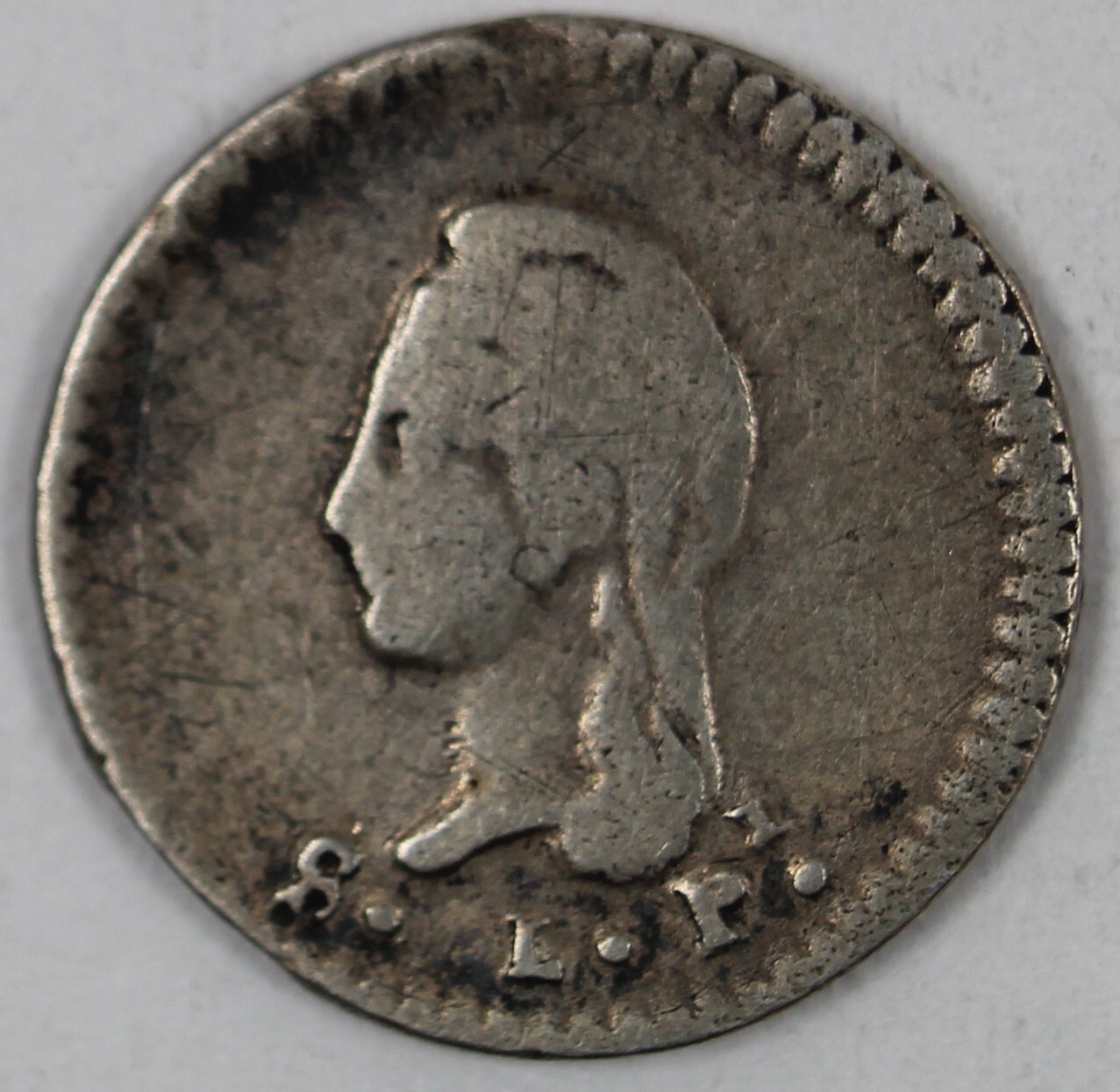 1842 S.L -- PI (MEXICO) 1/4 REAL (CUARTILLA) SILVER -- VERY VERY RARE- nice-