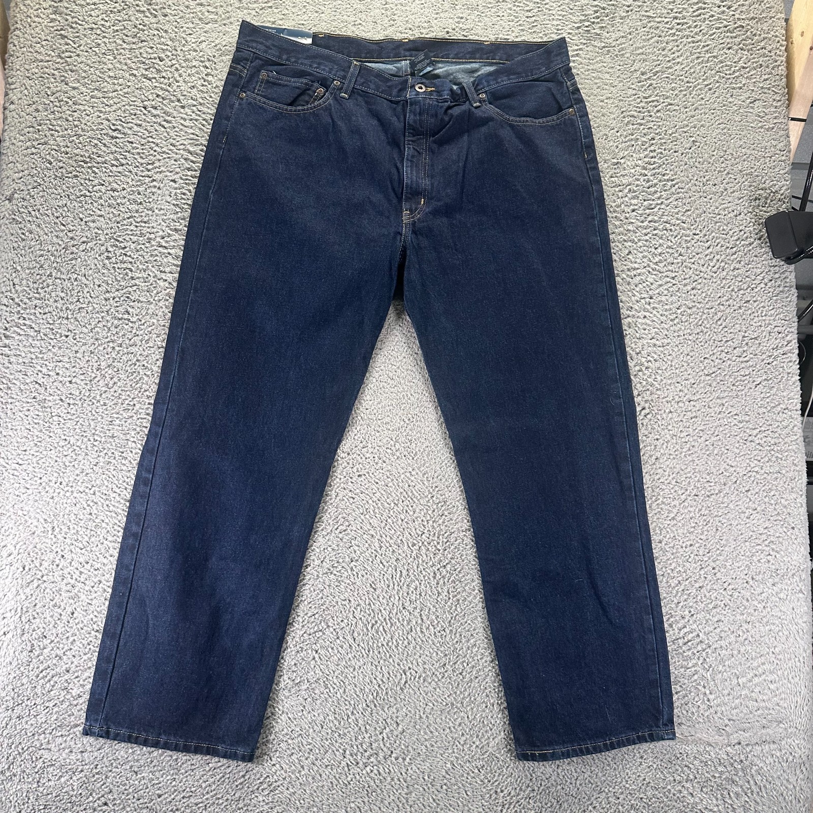 Faded Glory Jeans Mens 42x30 Blue Cotton Denim Straight Leg Workwear Dark Wash