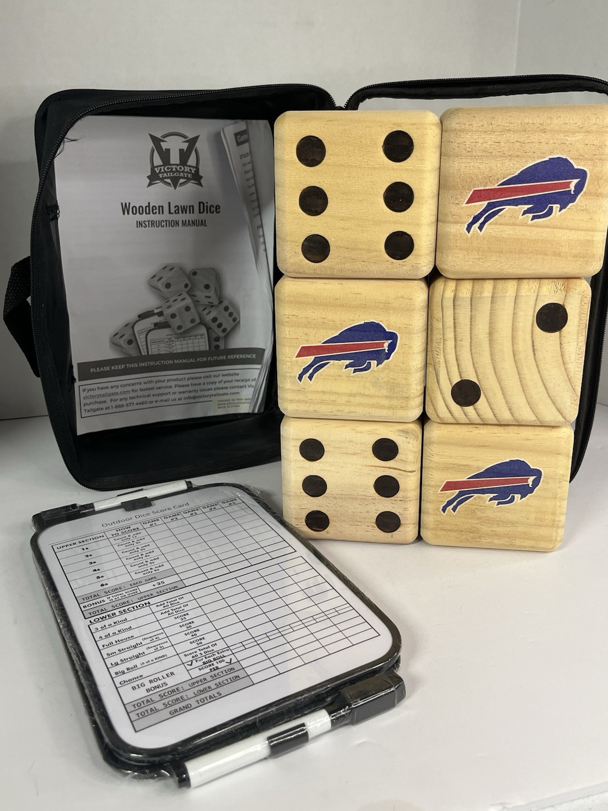 Buffalo Bills Victory Tailgate NFL Wooden Lawn Dice Game Set Never Played