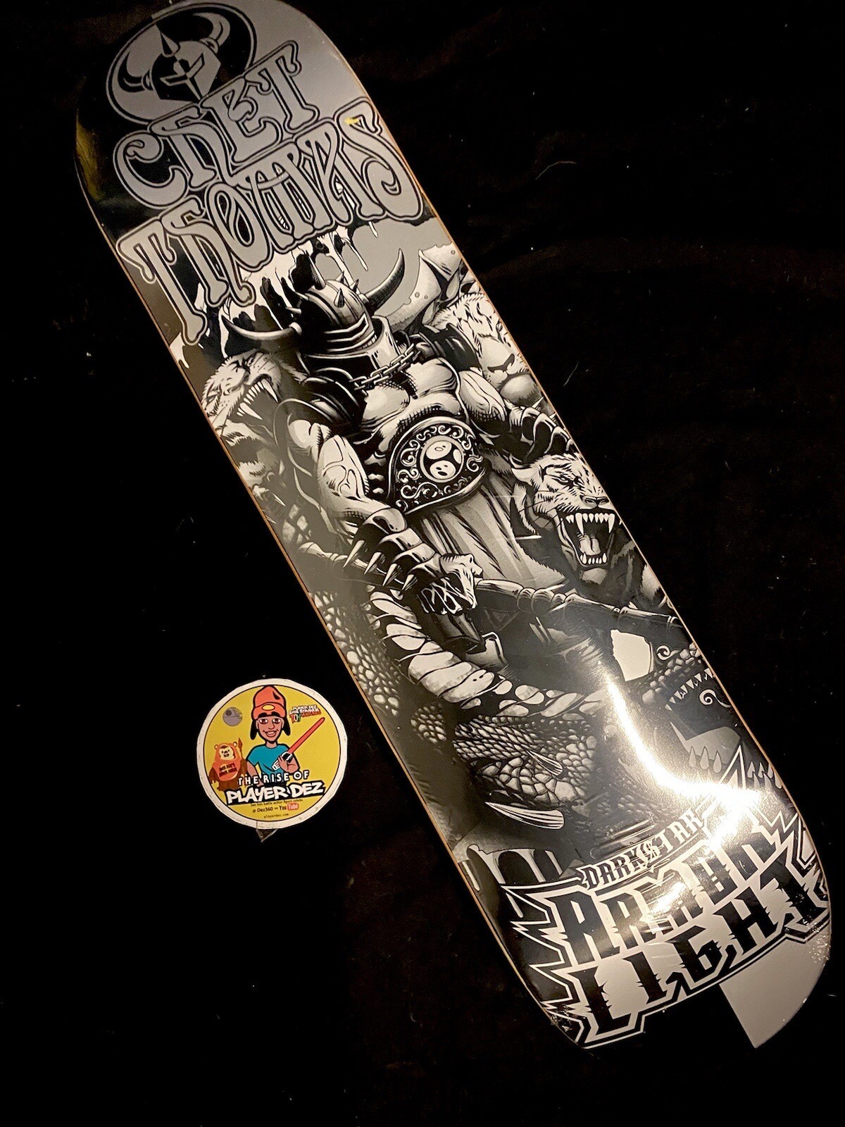 RARE Chet Thomas Armor Light Metallic Darkstar Warrior Skateboard Deck RARE Chet Thomas Armor Light Metallic Darkstar Warrior Skateboard Deck