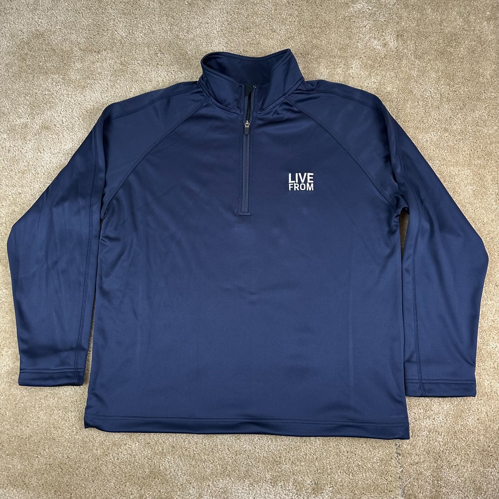 Zero Restriction mens Tour Series Pullover L 1/4 Zip Navy Blue Golf channel