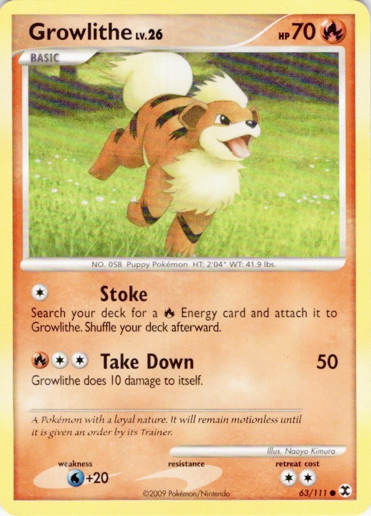 Growlithe 63/111 Common Rising Rivals Pokemon Lightly Played