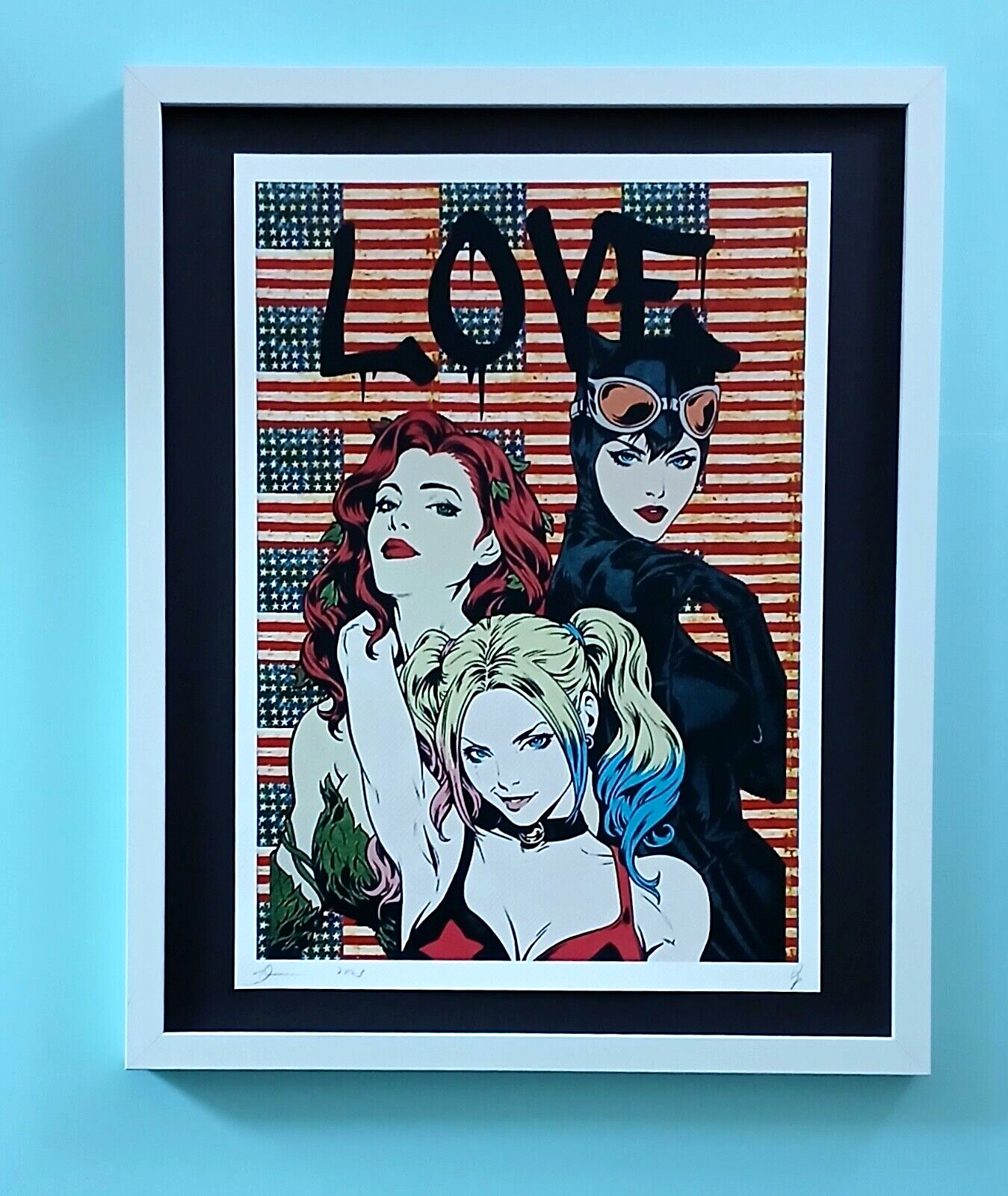 DEATH NYC Signed Large 16x20in Framed LOVE COA AMERICAN Graffiti Pop Art #1