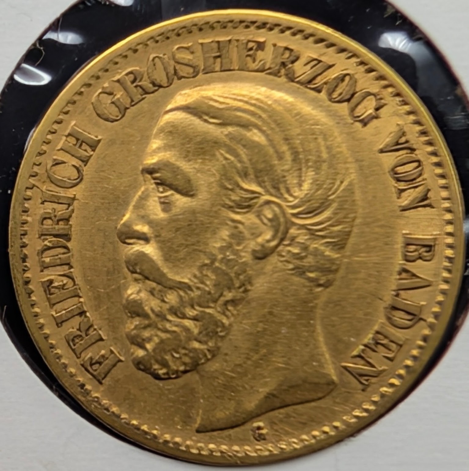 1875-G Baden 10 Mark Gold Friedrich I German States J186 KM264