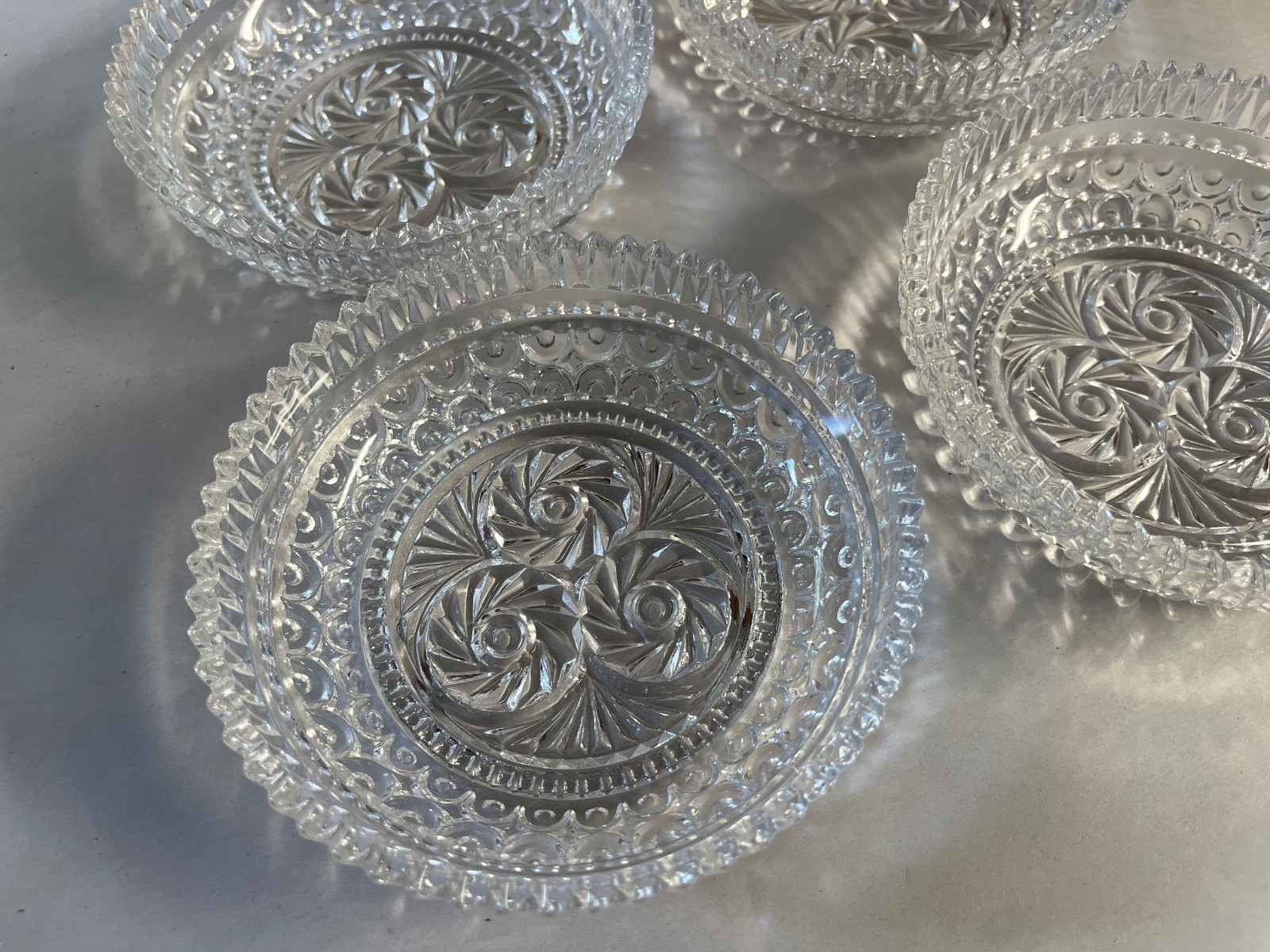 1940s Set of 4 Fostoria Glass Crystal Pinwheel Dessert Bowls 5.5 1940s Set of 4 Fostoria Glass Crystal Pinwheel Dessert Bowls 5.5
