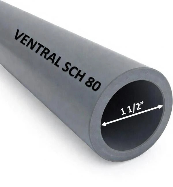 VENTRAL Schedule 80 PVC Pipe 1 1/2 Inch (1.9 OD), Grey, Cut Lengths for