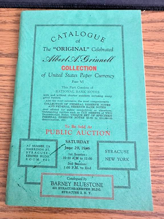1946 Antique Paper Money Auction Catalog Grinnell Collection Part VI