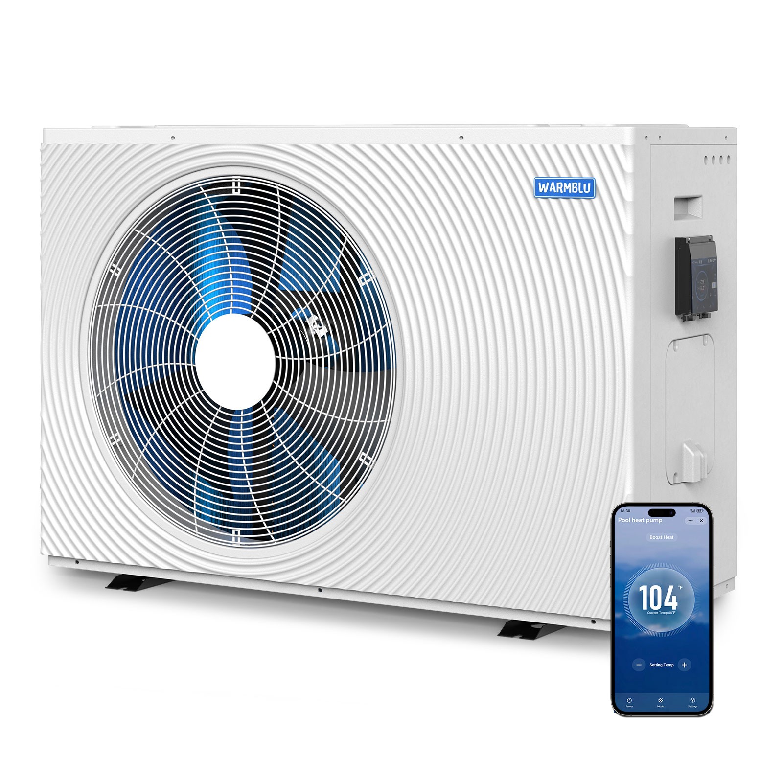 WARMBLU 120000 BTU Pool Heat Pump 240V for 33000 Gallon Above & Inground Pools