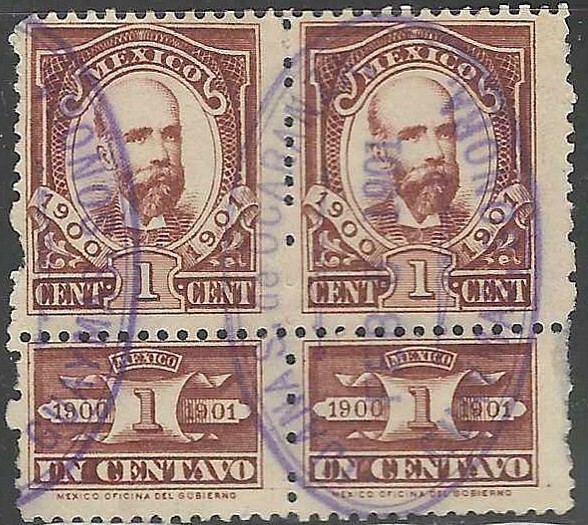 Mexico - 1c - 1900 - 1901 Revenue - Used Pair Mexico - 1c - 1900 - 1901 Revenue - Used Pair