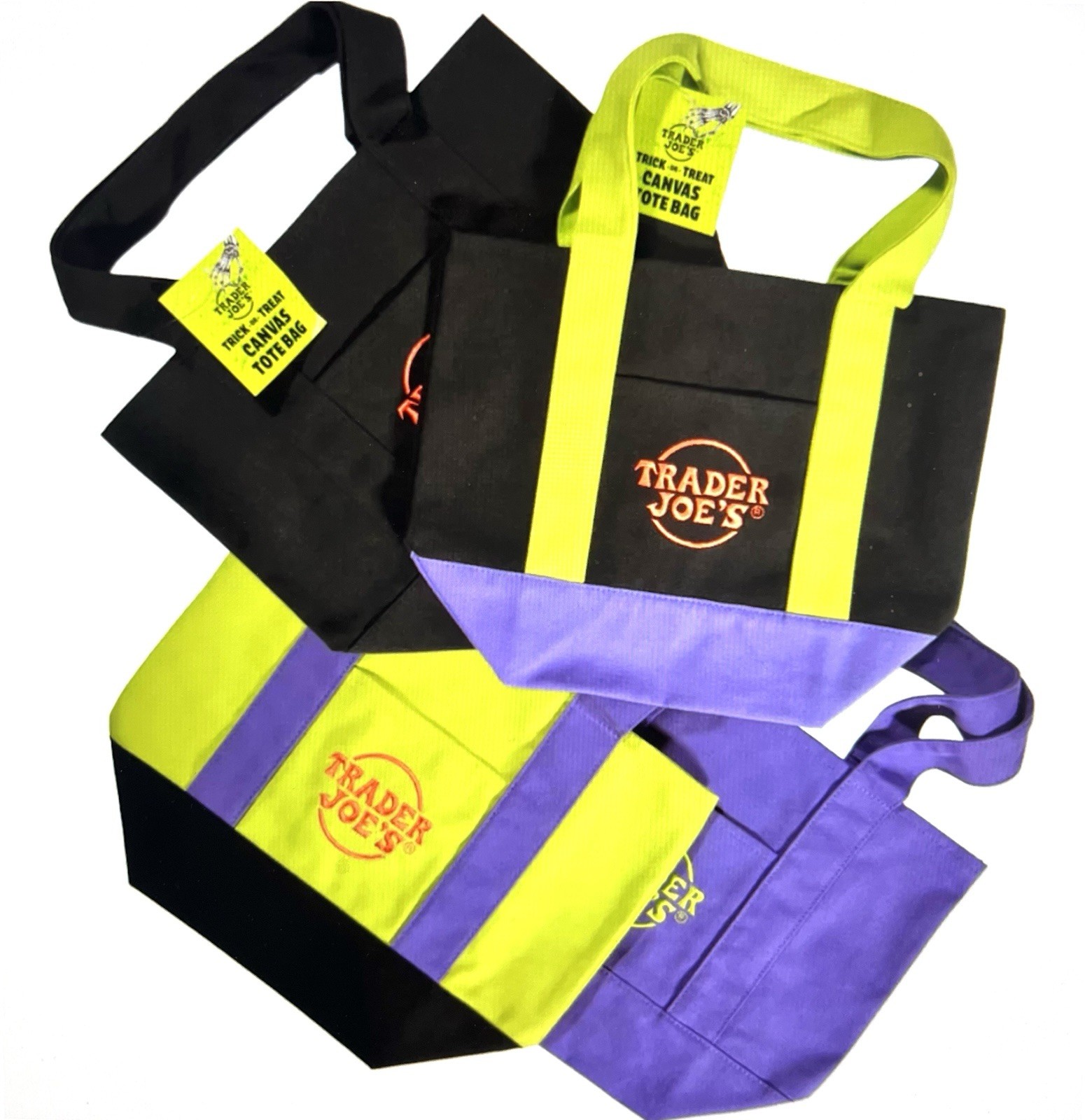 Trader Joe's Halloween Mini Canvas Totes SET OF FOUR 2026 LIMITED ED. -  PRESALE