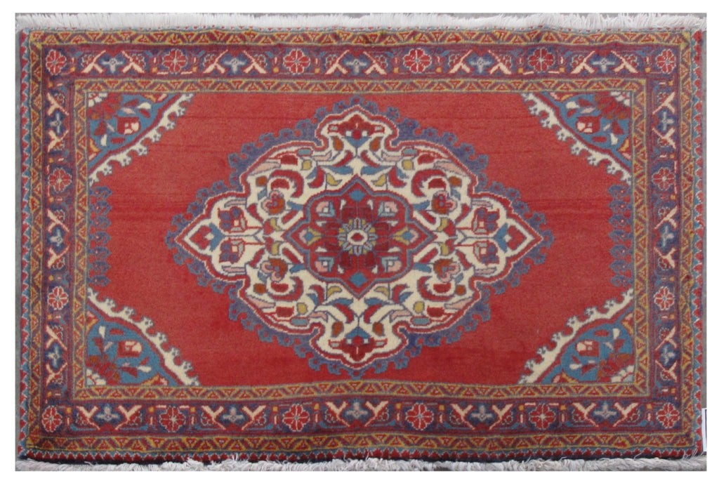3x2 Authentic Hand-knotted Oriental Roodbar Rug