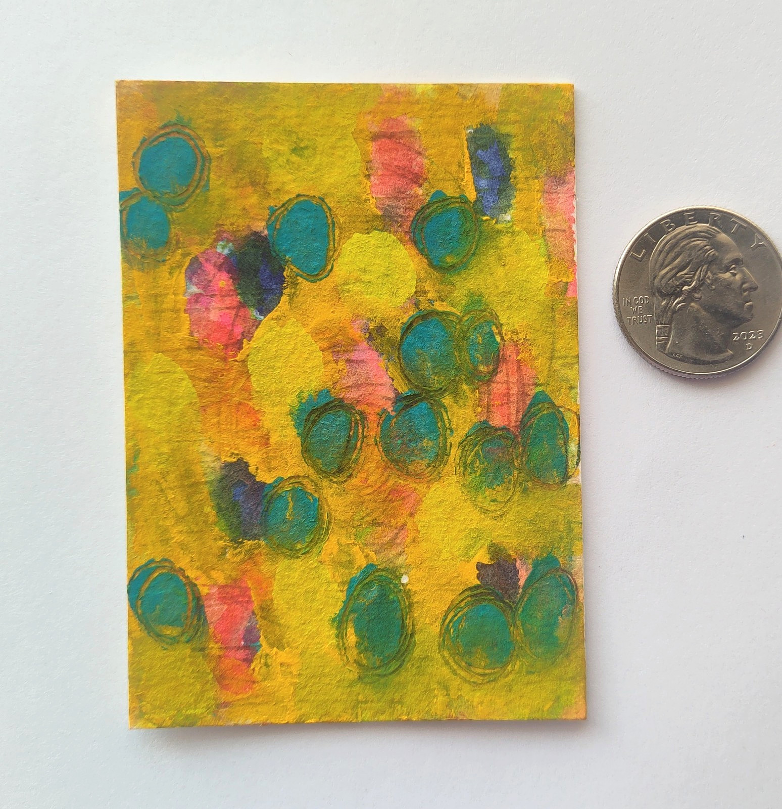 ACEO Original ABSTRACT Painting TRAPPING BLUE Miniature Watercolor Gouache Art ACEO Original ABSTRACT Painting TRAPPING BLUE Miniature Watercolor Gouache Art
