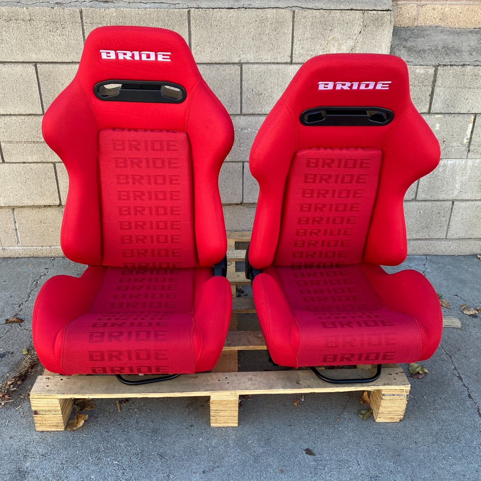 Pair BRIDE SR3 Style RED Gradation JDM RECLINER Drift Race Bucket Seat Universal