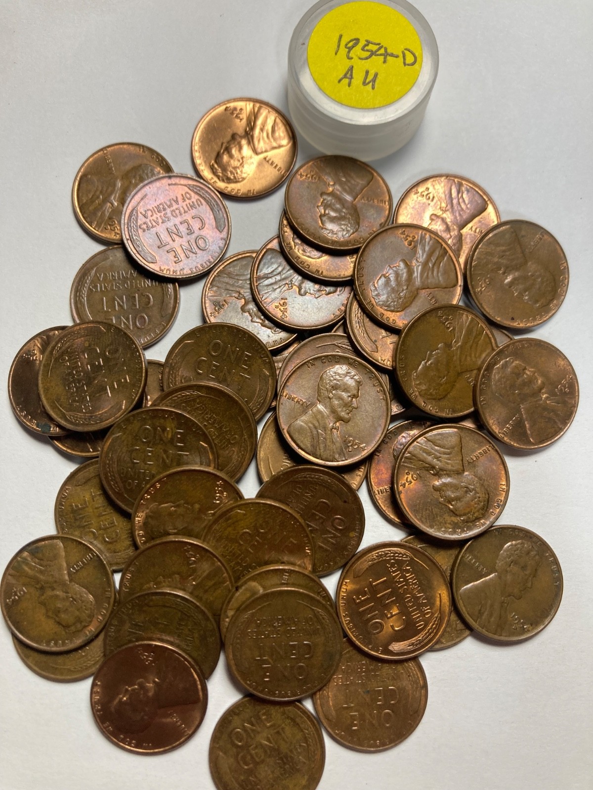 1954-D LINCOLN WHEAT CENT PENNY ROLL,50 VERY NICE COINS AU or better condition 1954-D LINCOLN WHEAT CENT PENNY ROLL,50 VERY NICE COINS AU or better condition