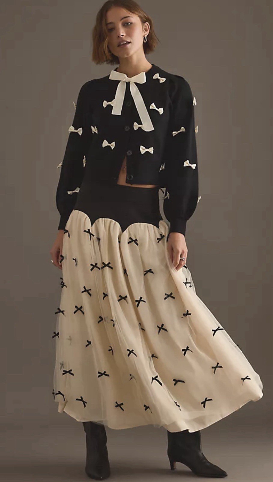 Anthropologie Never Fully Dressed Monika Bow Midi Maxi Skirt Tulle Ivory 2 NEW