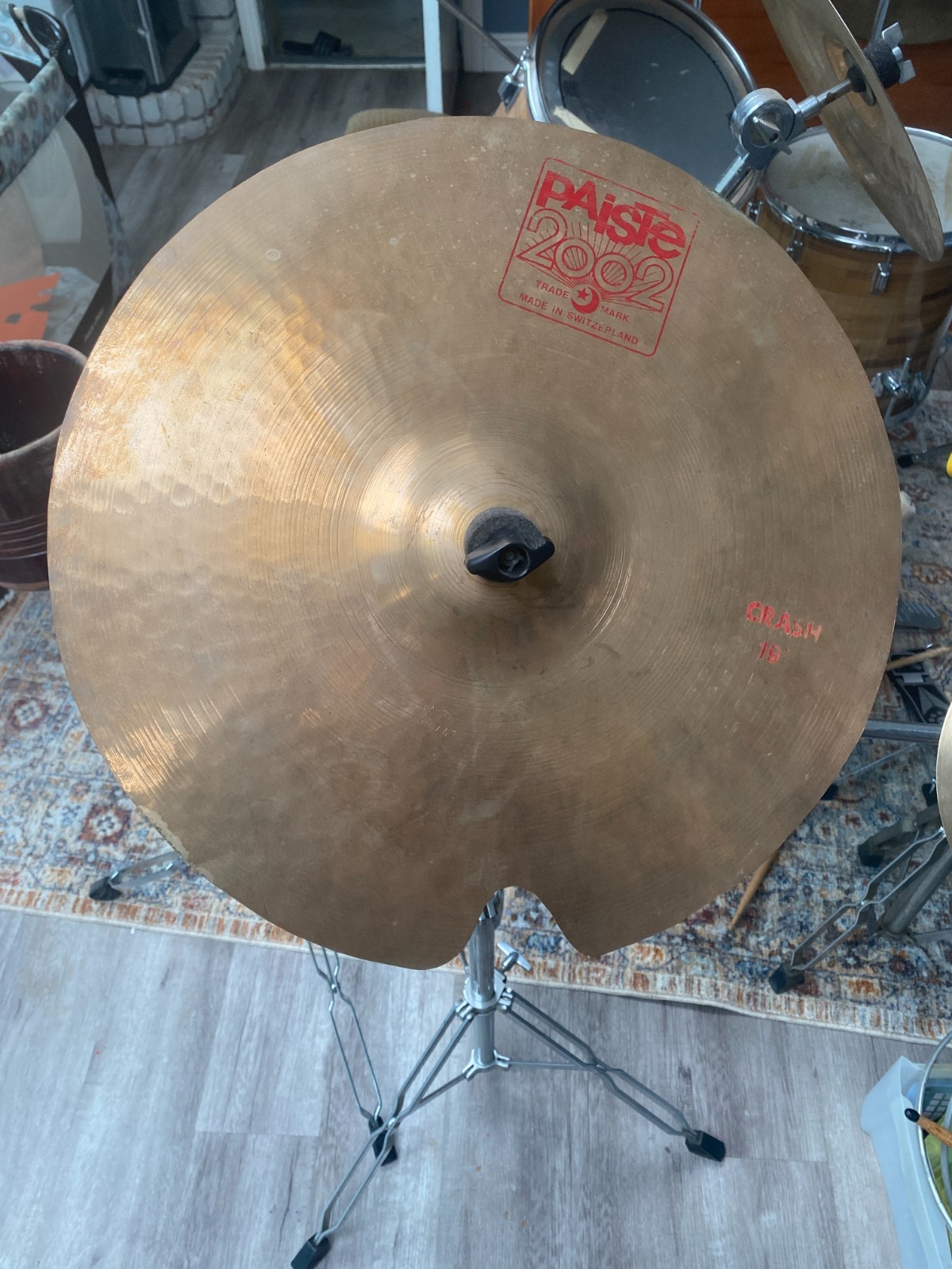 Paiste 2002 19” Crash Cymbal Red Label Swiss Made CuSn8 Bronze No Stand CUT OUT