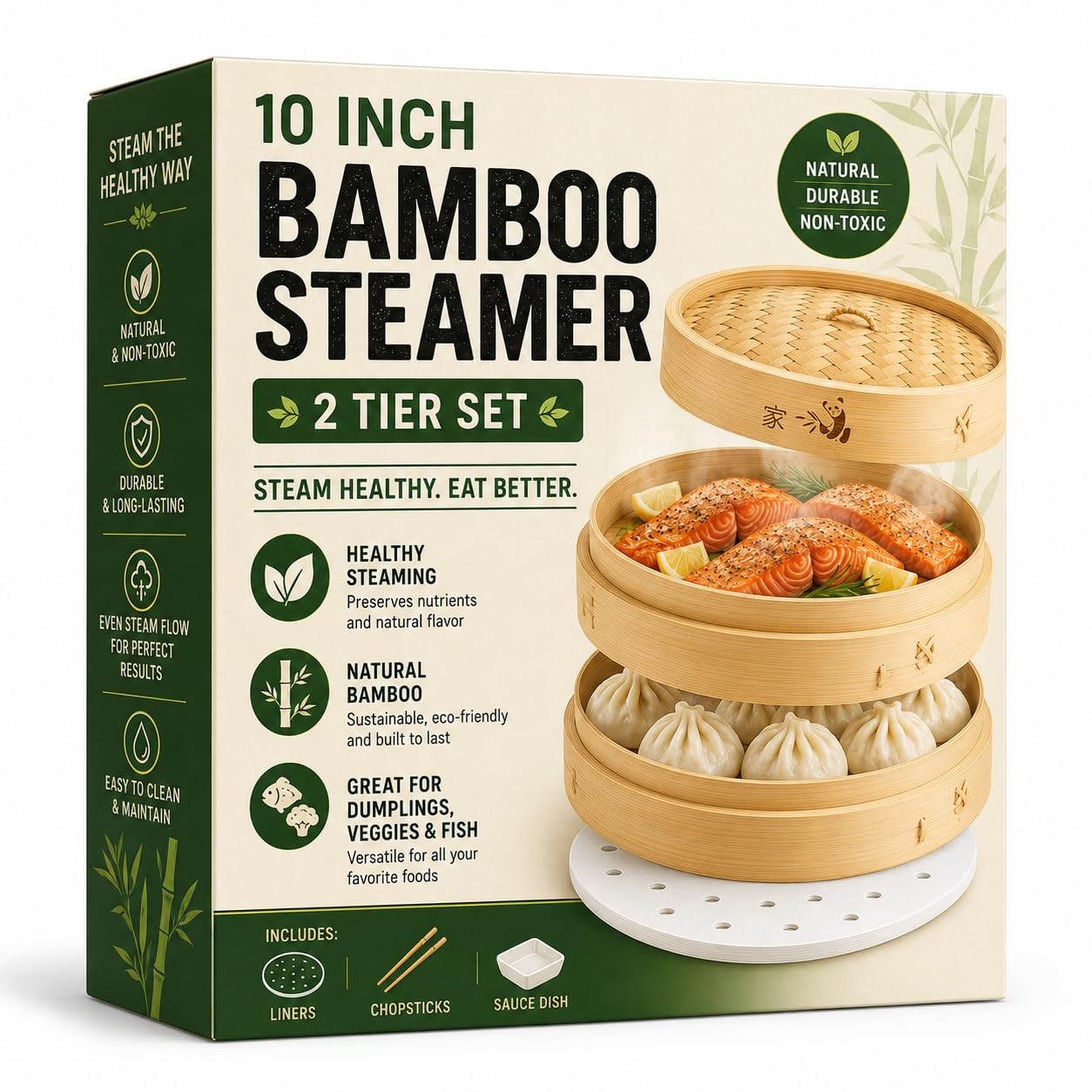 54-Piece Bamboo Steamer Basket Set, 10 Inch for Delicious, 10 Inch, 54-Piece Bamboo Steamer Basket Set, 10 Inch for Delicious, 10 Inch,