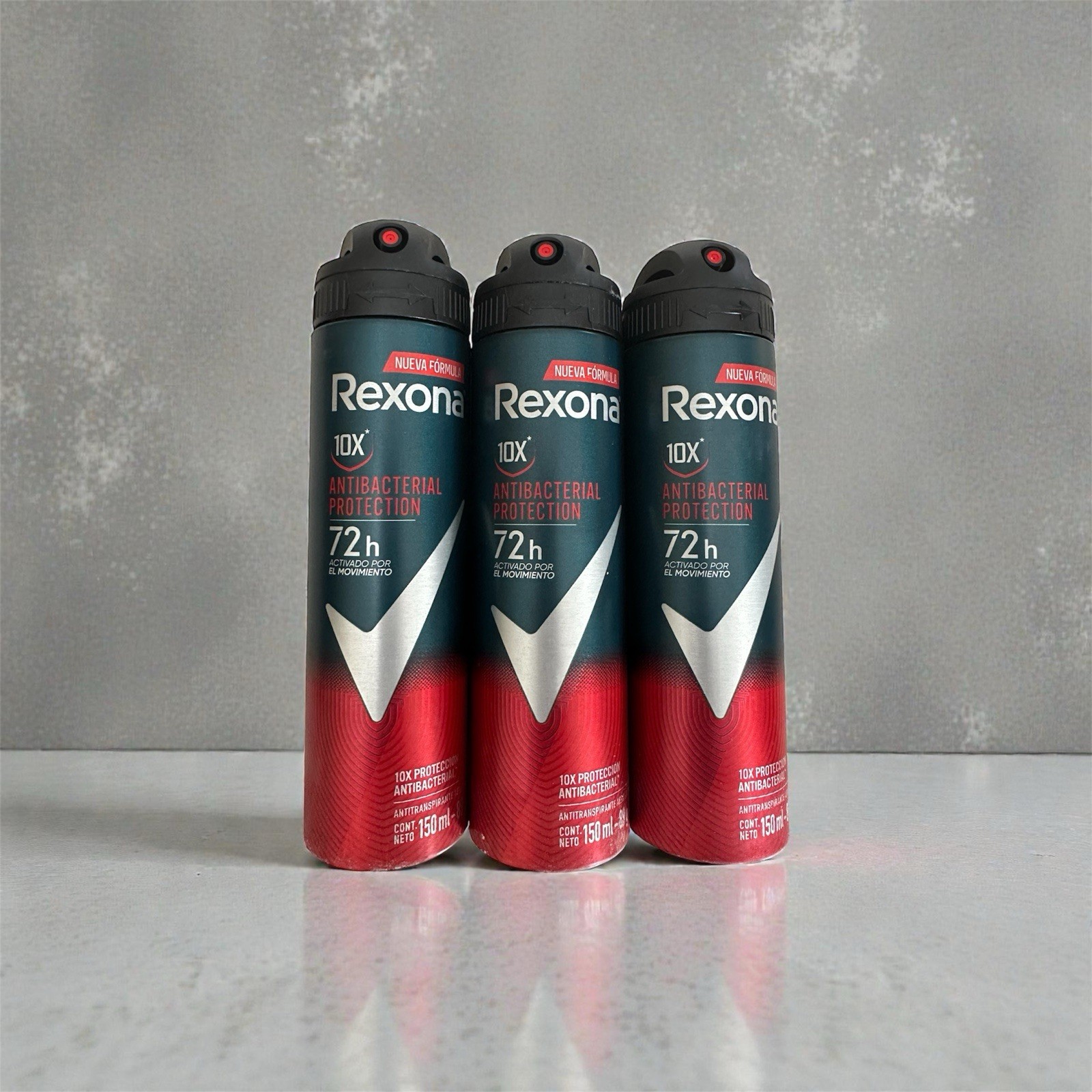 Rexona Men Antibacterial + Invisible 72H Deodorant Spray, 150 ML (Pack of 3)