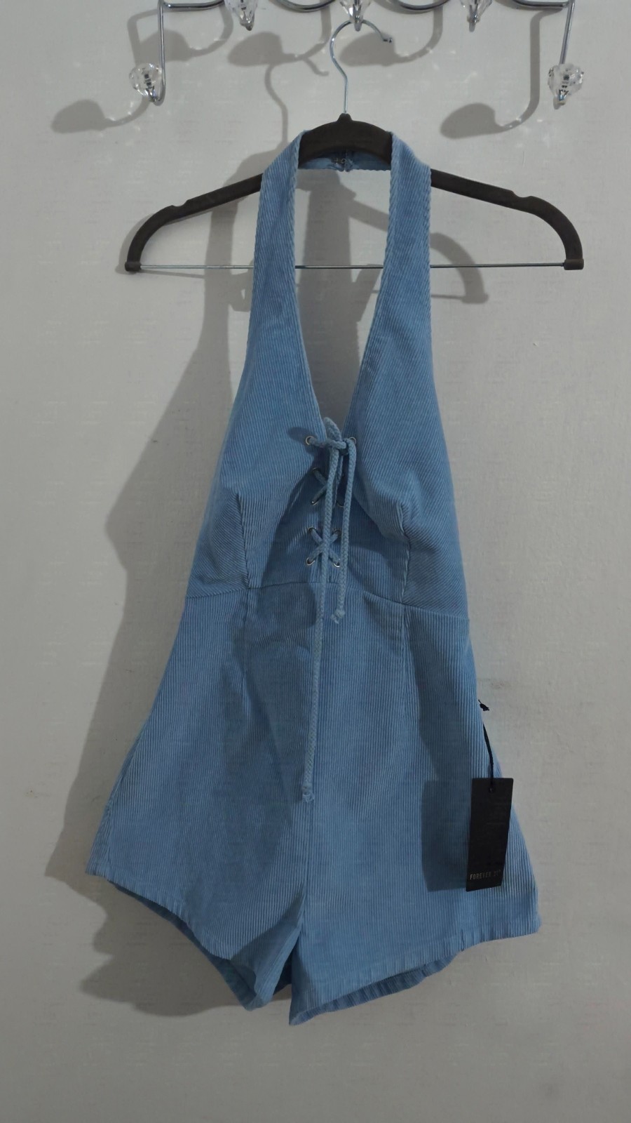 Forever 21 Baby Blue Halter Romper - Small - NWT Forever 21 Baby Blue Halter Romper - Small - NWT