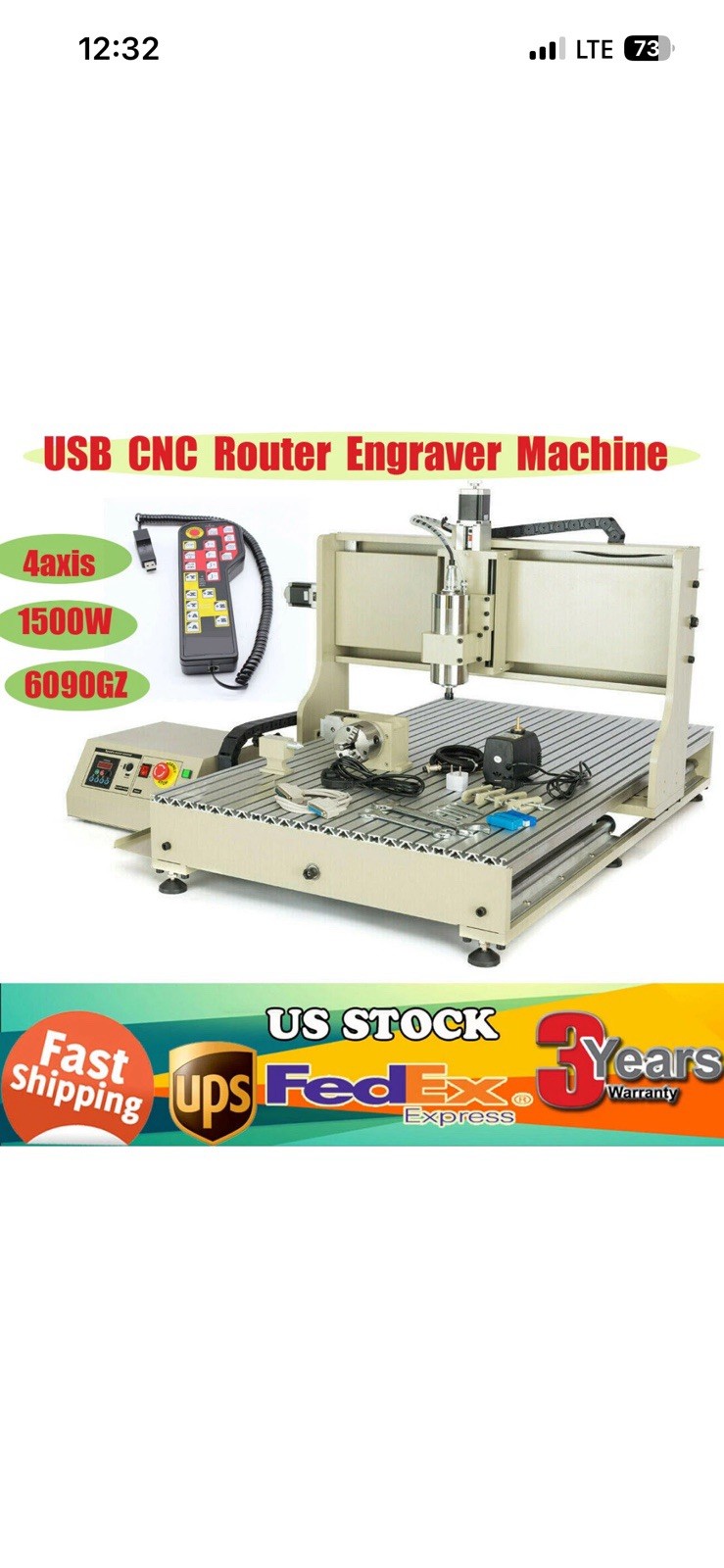 USB CNC Router Engraver Machine 4 Axis 1500W 6090GZ with Controller Remote USB CNC Router Engraver Machine 4 Axis 1500W 6090GZ with Controller Remote
