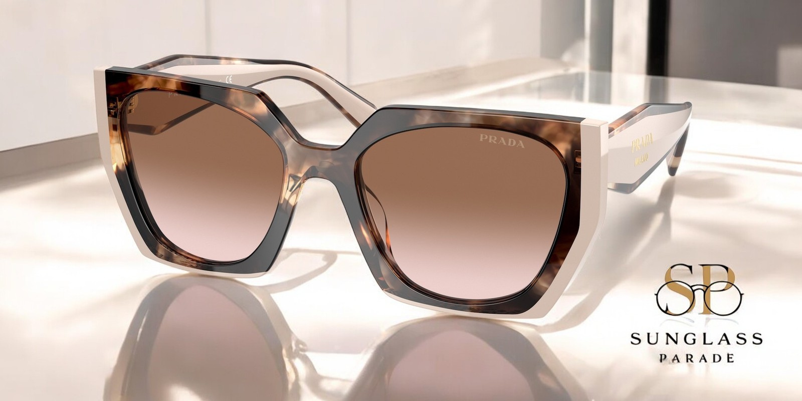 PRADA PR 15WS 01R0A6 Tortoise Caramel Powder Brown Grad 54 mm Women\'s Sunglasses