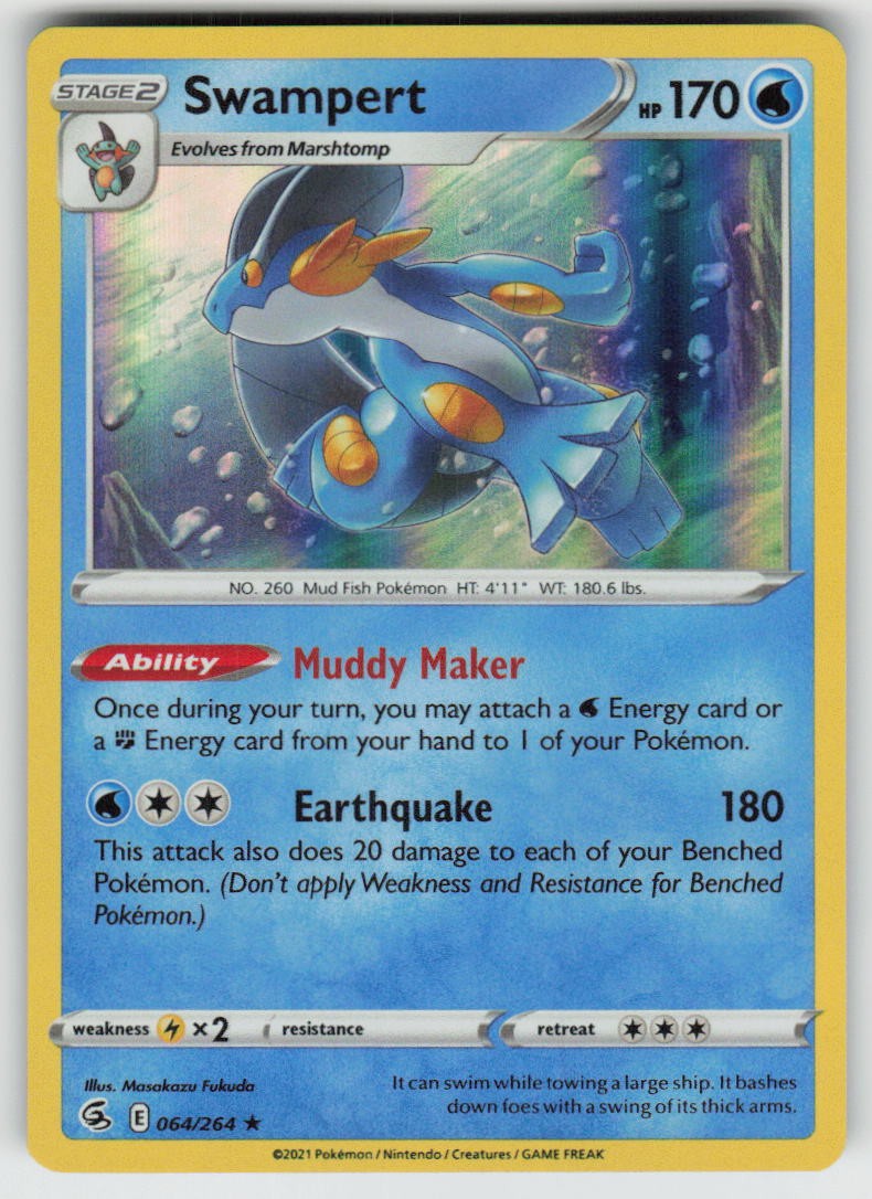 Holo Swampert 064/264 Rare Fusion Strike Near Mint