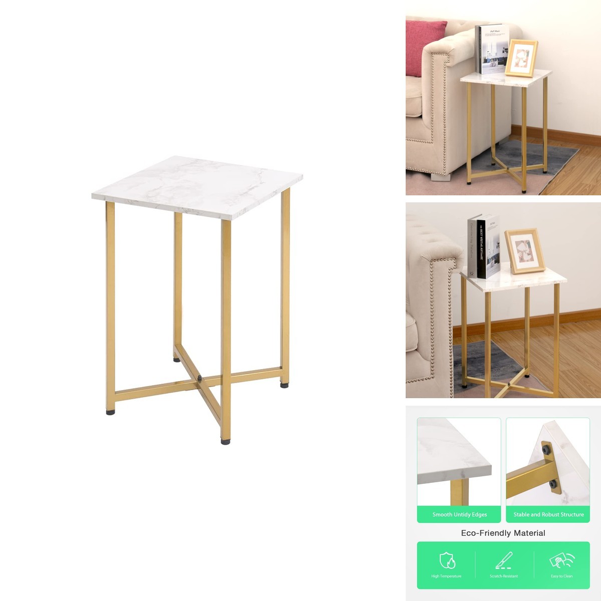 AZL1 Life Concept Square End Table White Metal Frame Side Table AZL1 Life Concept Square End Table White Metal Frame Side Table