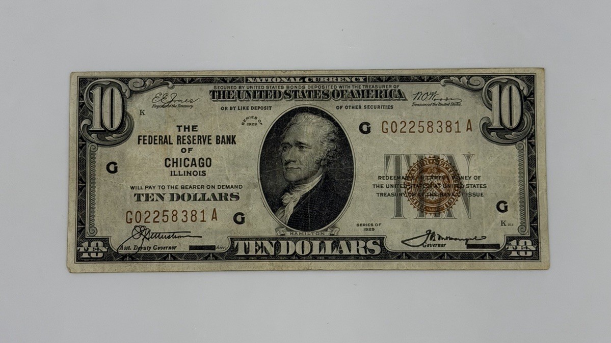 1929 $10 National-Federal Reserve Chicago Ten Dollar Bill YOU GRADE