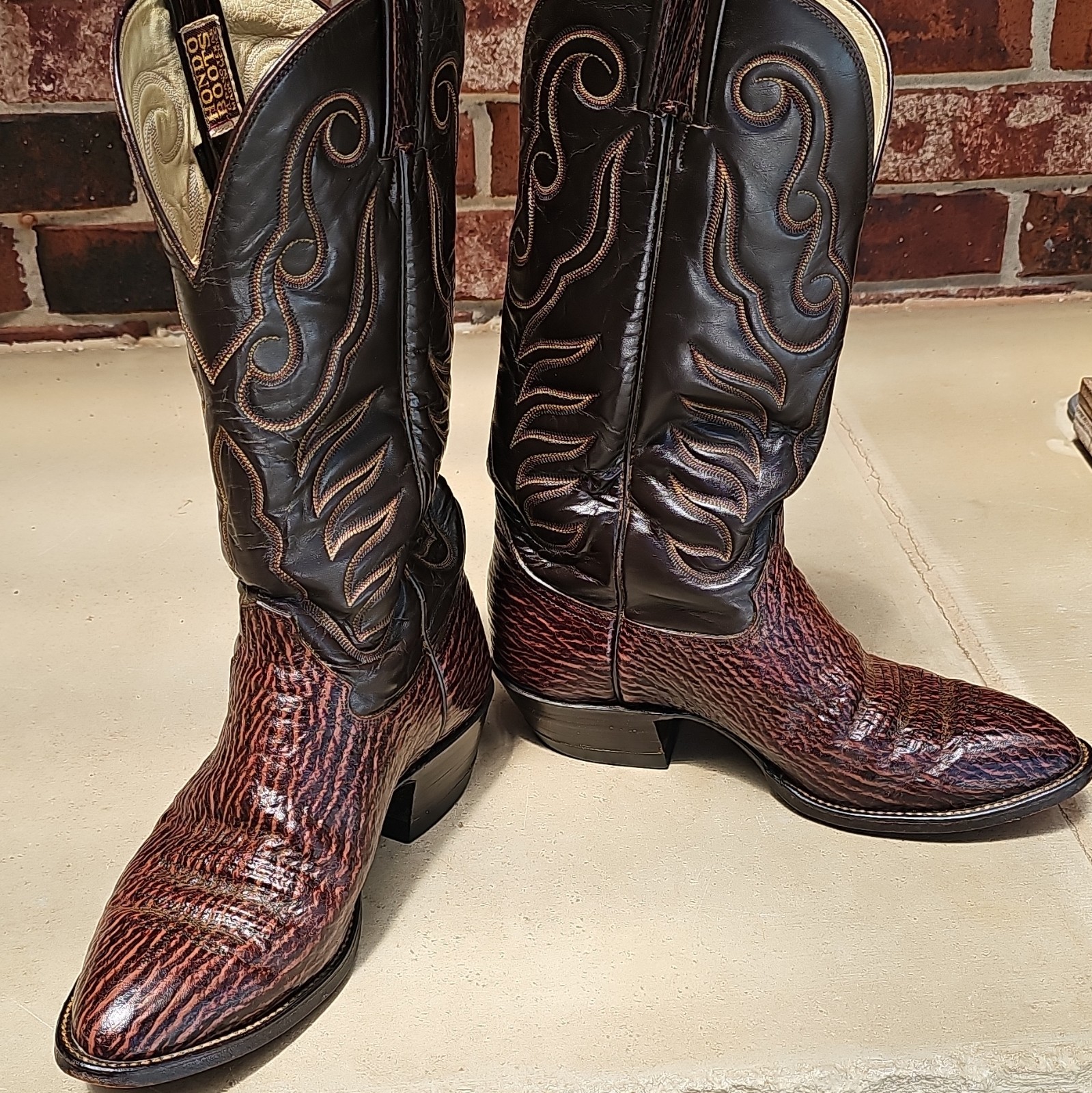 Vintage Hondo 9040 Sharkskin Men’s Western Cowboy Boots Brwn Exotic Leather 9EE Vintage Hondo 9040 Sharkskin Men’s Western Cowboy Boots Brwn Exotic Leather 9EE