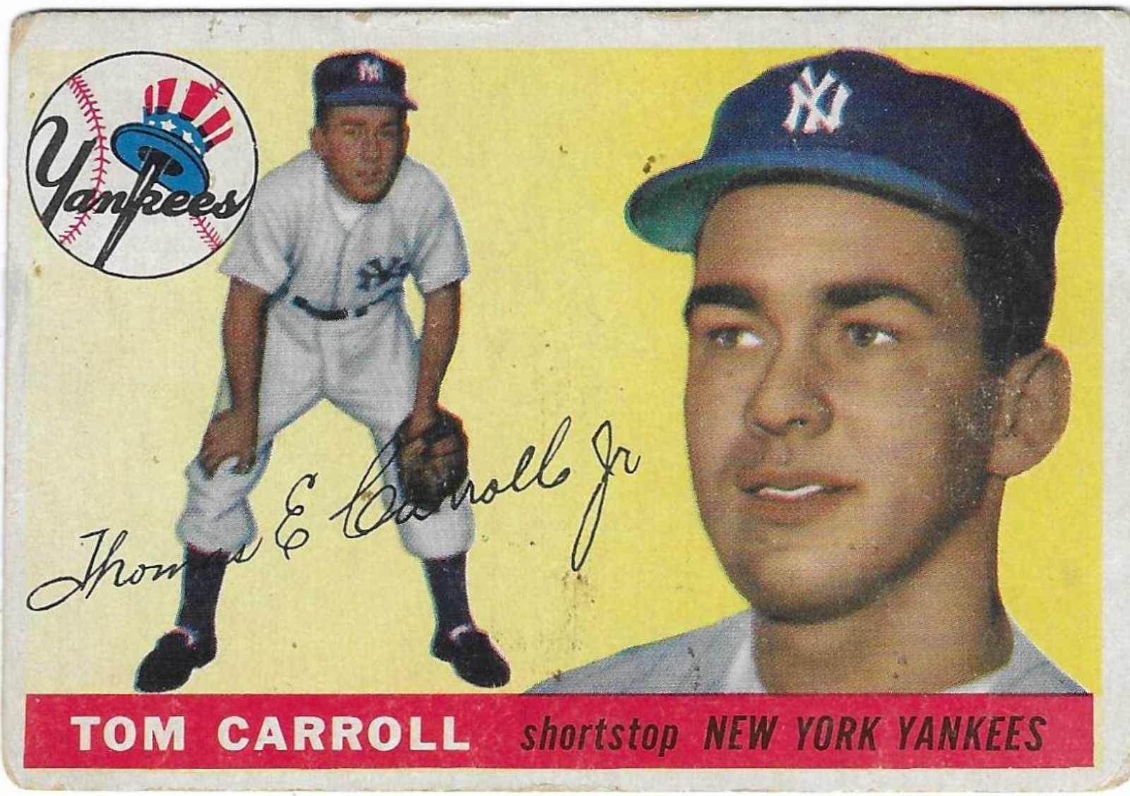1955 TOPPS - #158 TOMMY CARROLL (YANKEES) GREAT CARD