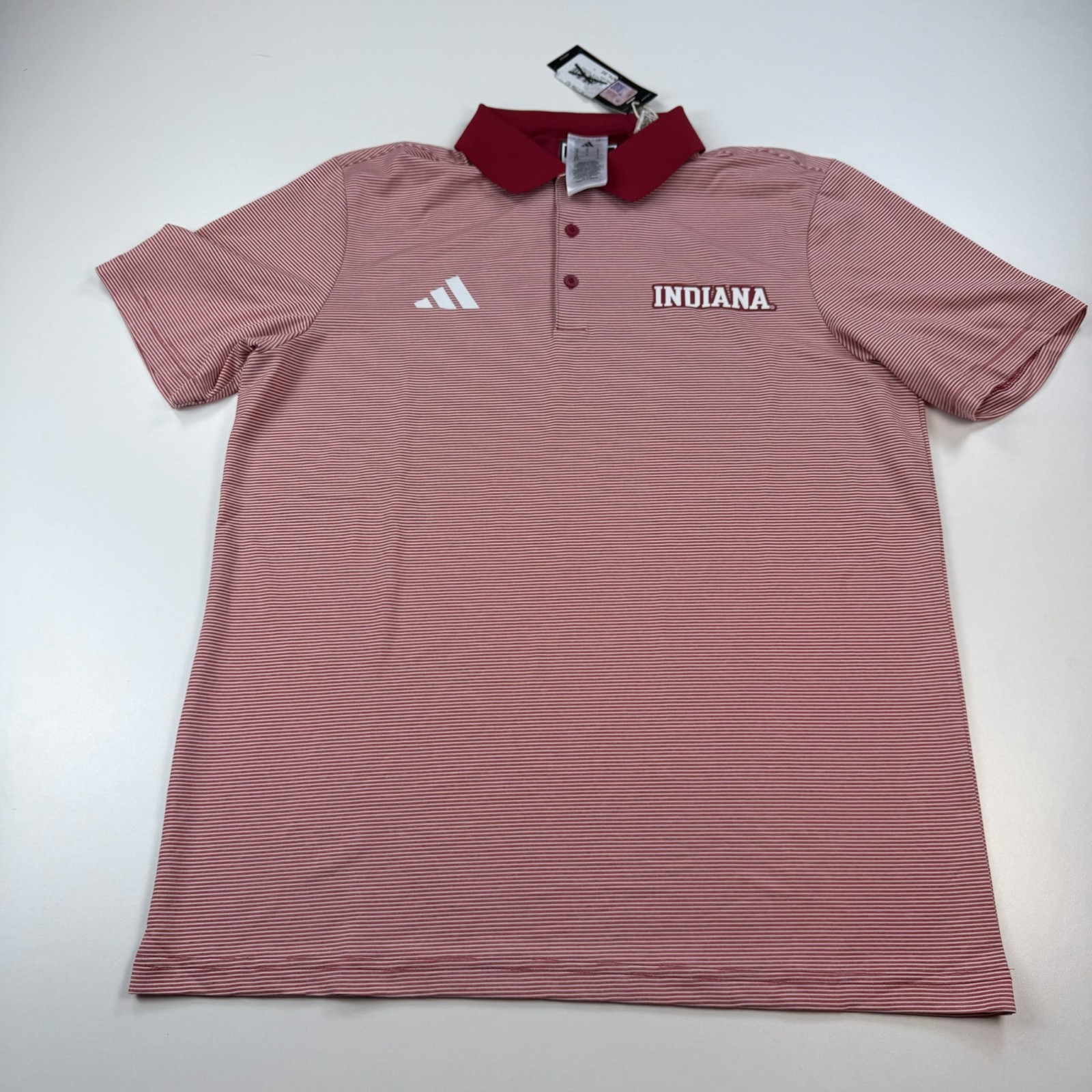 NEW Adidas Indiana Hoosiers Polo Shirt Mens Medium Red Striped Lightweight NCAA NEW Adidas Indiana Hoosiers Polo Shirt Mens Medium Red Striped Lightweight NCAA