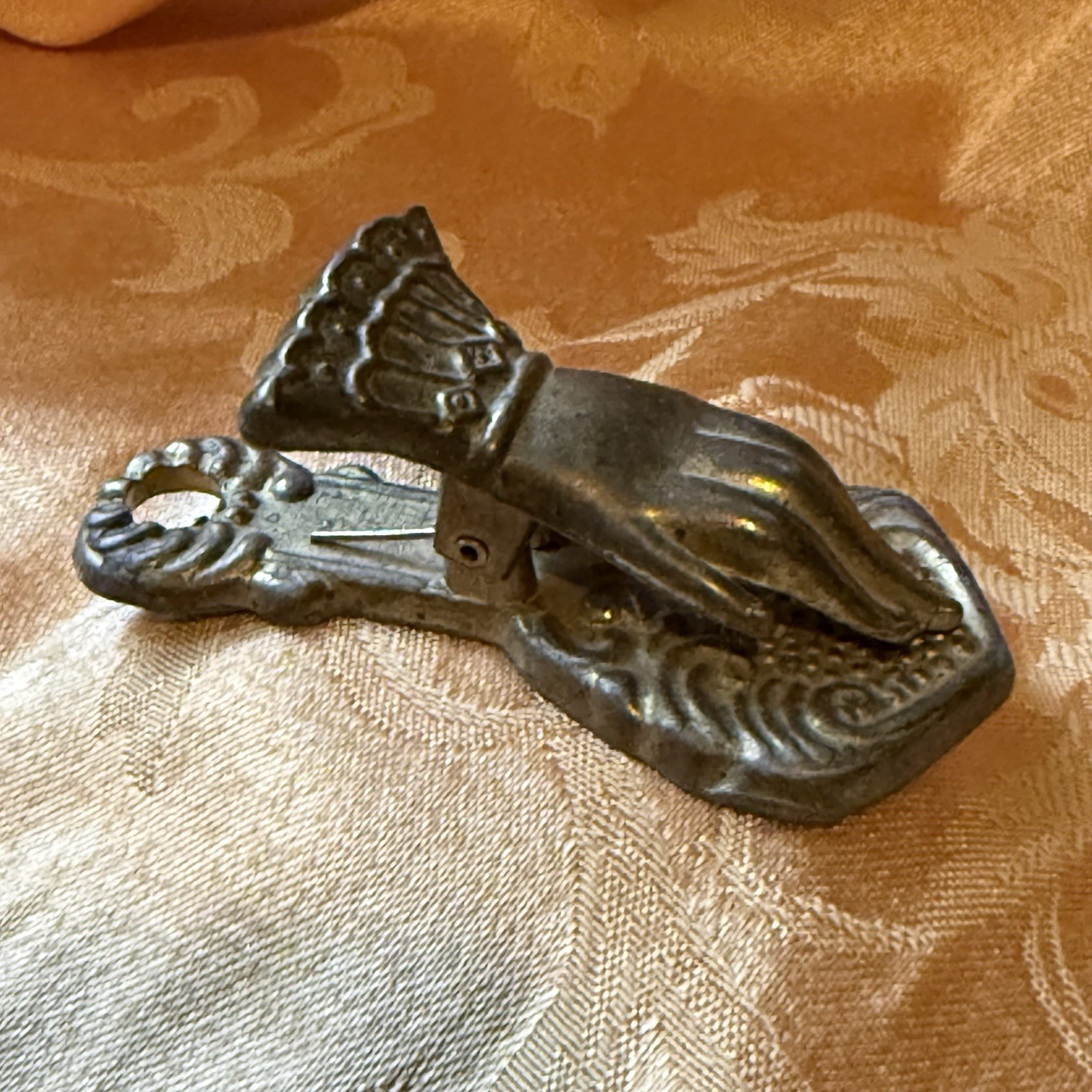 Brass Antique Victorian Clip Paper Holder 4” Long Desk Top Or Hang Japan
