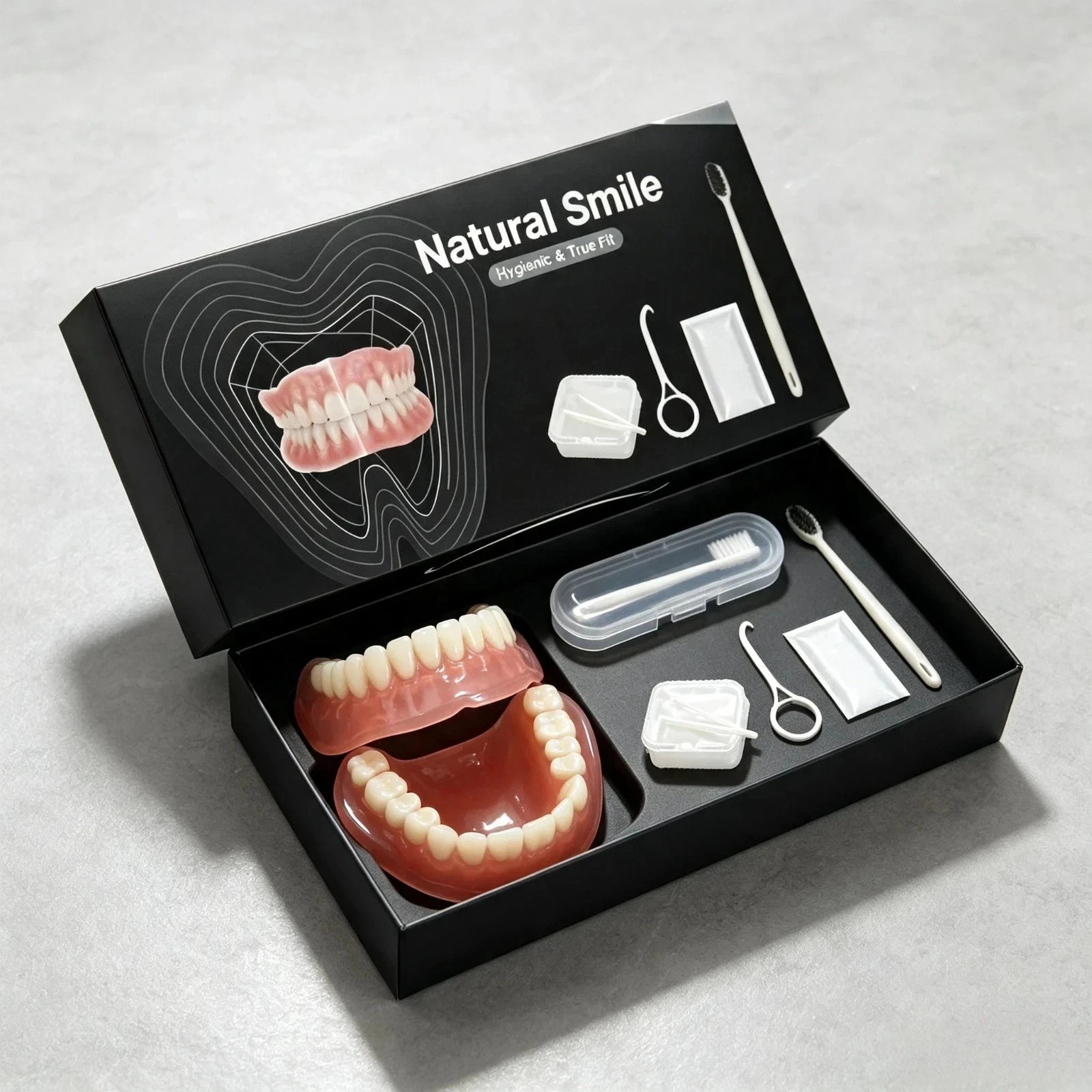 Complete Full Mouth Denture Set with Storage Case Complete Full Mouth Denture Set with Storage Case