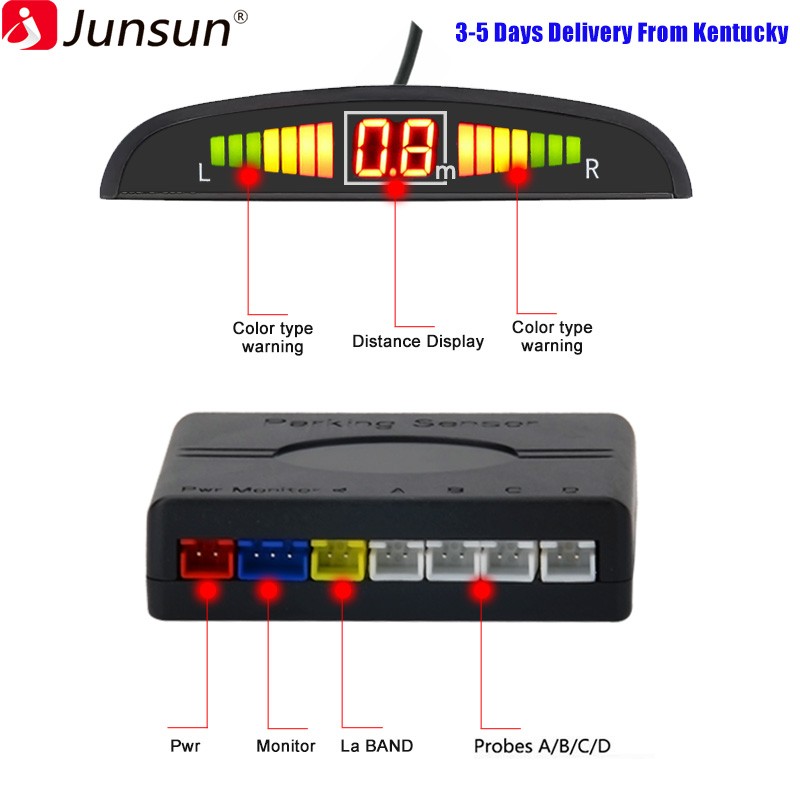 USA Car Reverse Parking Sensor Rear 4 Sensors LCD Display Audio Buzzer Alarm Kit USA Car Reverse Parking Sensor Rear 4 Sensors LCD Display Audio Buzzer Alarm Kit