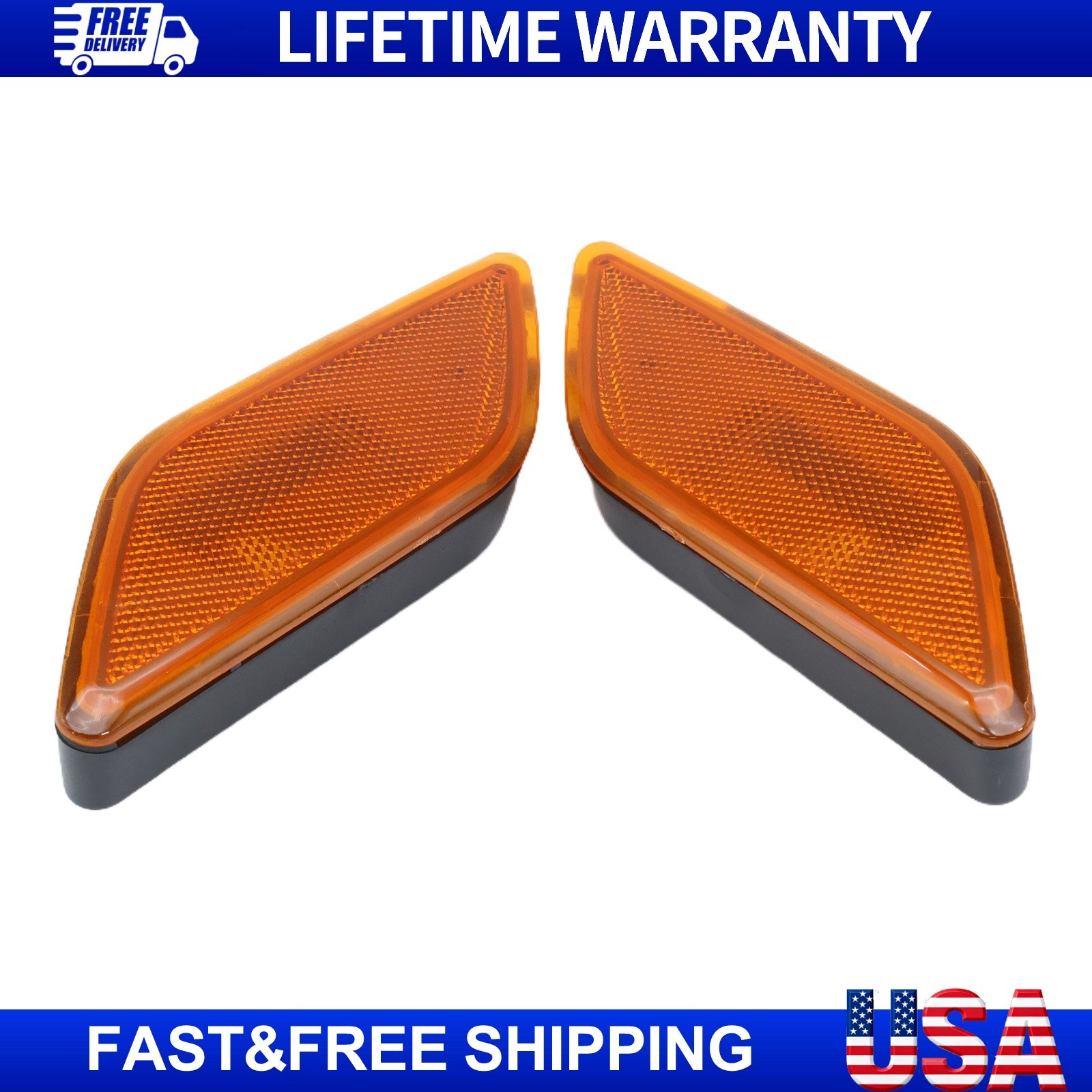 Front Bumper Side Marker Light + Reflector Shell For 2010-2013 Mercedes Benz