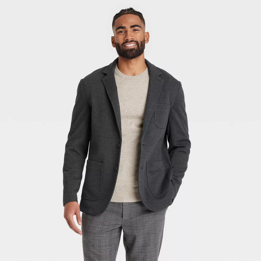 Men\'s Comfort Wear Knit Blazer - Goodfellow & Co Charcoal Gray L:
