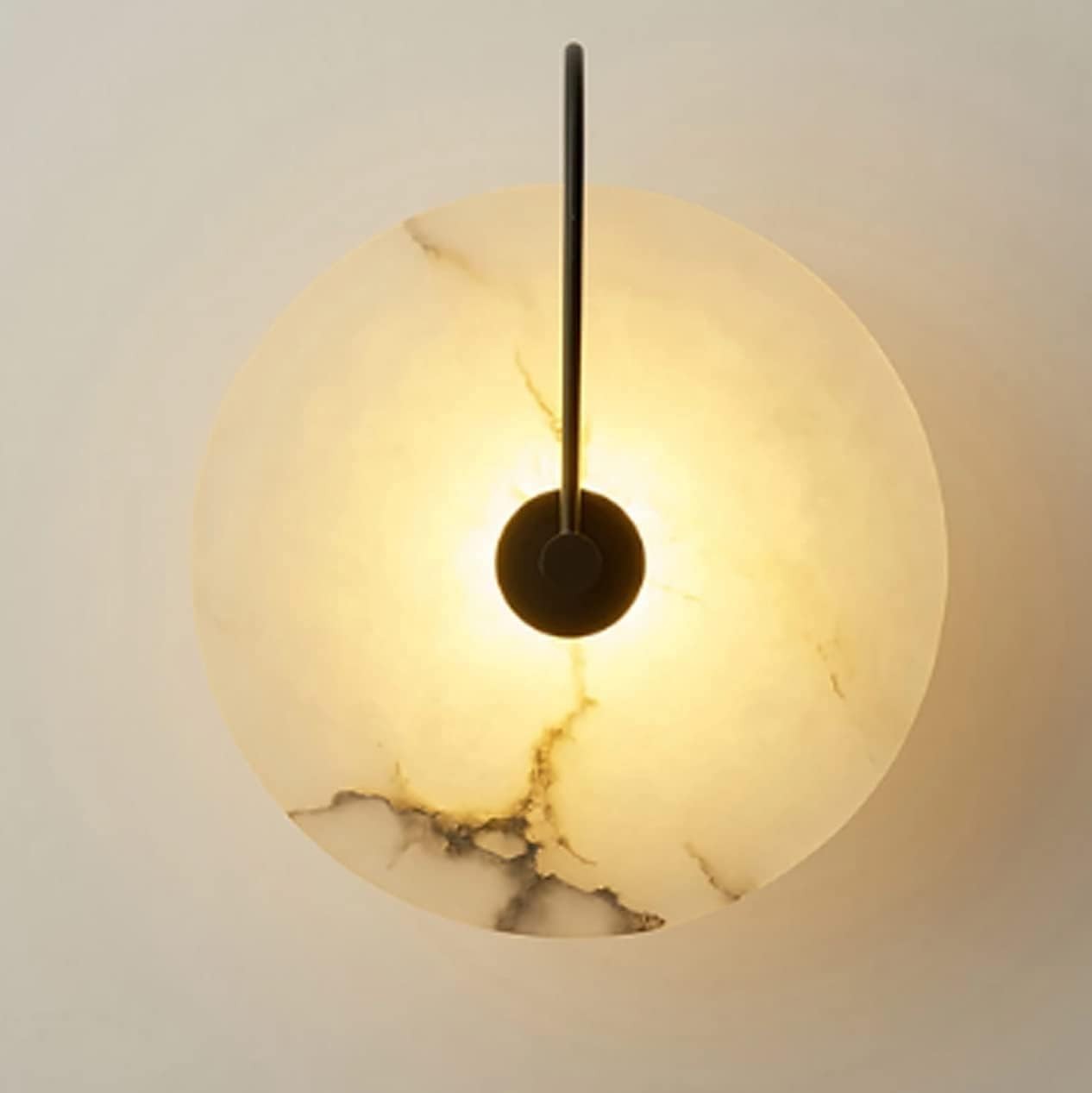 Nordic Style Black Alabaster Wall Sconce, Natural round 9.8In Marble Wall Light Nordic Style Black Alabaster Wall Sconce, Natural round 9.8In Marble Wall Light