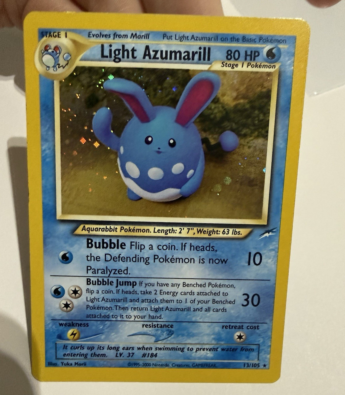 WotC Neo Destiny Light Azumarill  Holo Rare 13/105 80HP 2000