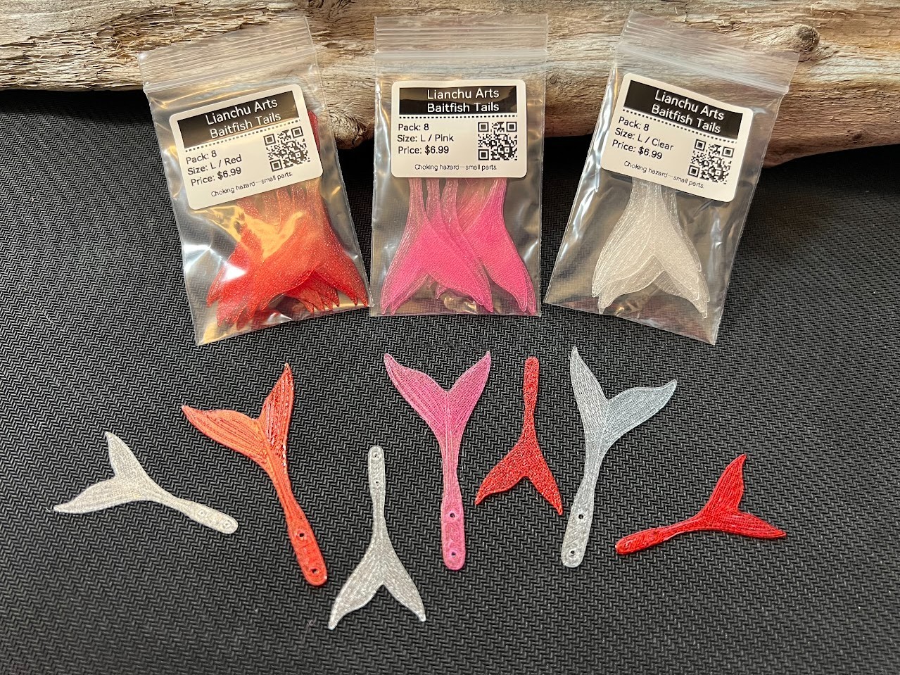 8 Pack Flexible Baitfish Minnow Tails Fly Tying Materials Articulated Streamer