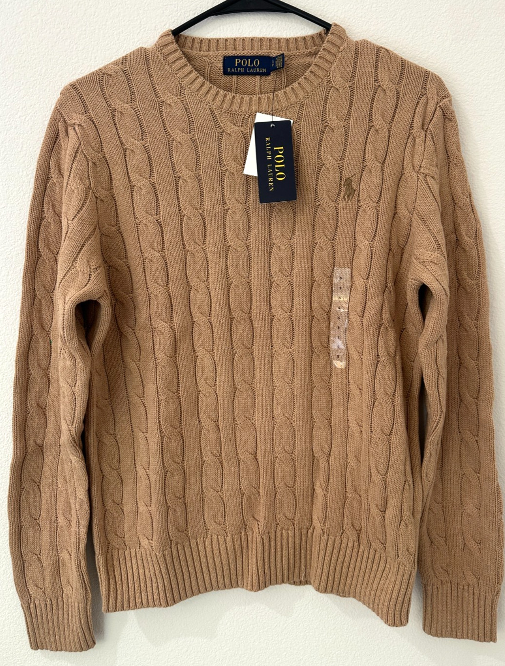 Polo Ralph Lauren Men\'s Cable Knit Cotton Crewneck Sweater Brown Pony S Polo Ralph Lauren Men\'s Cable Knit Cotton Crewneck Sweater Brown Pony S