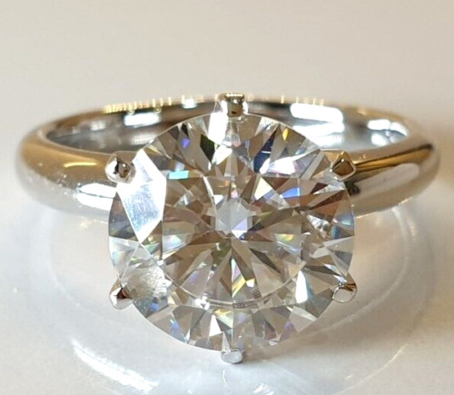 Certified 4.60 Ct Treated Off White Diamond Solitaire Statement Ring,925 Silver