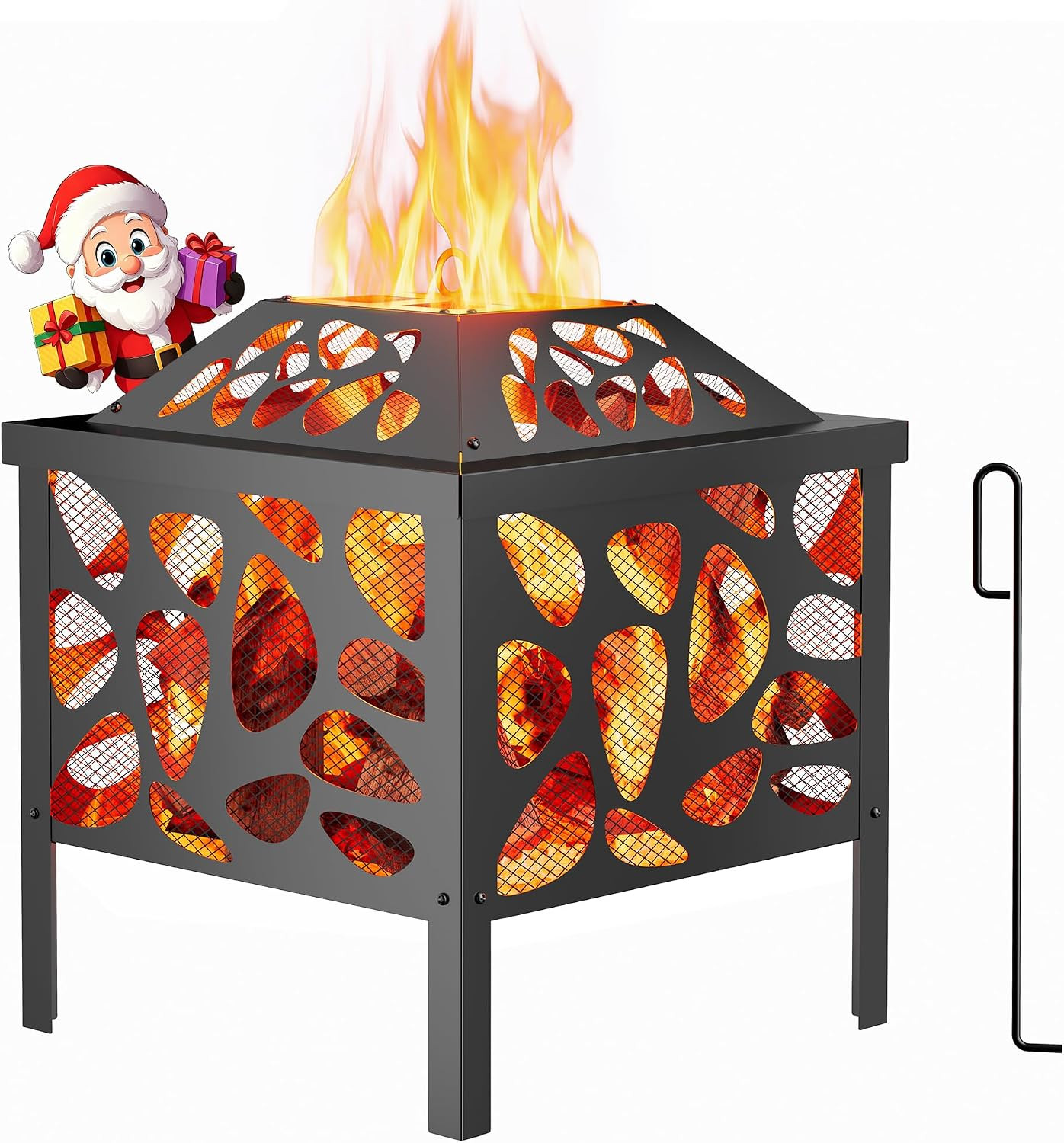 15.7 Inch Small Fire Pit for Outside, Outdoor Wood Burning