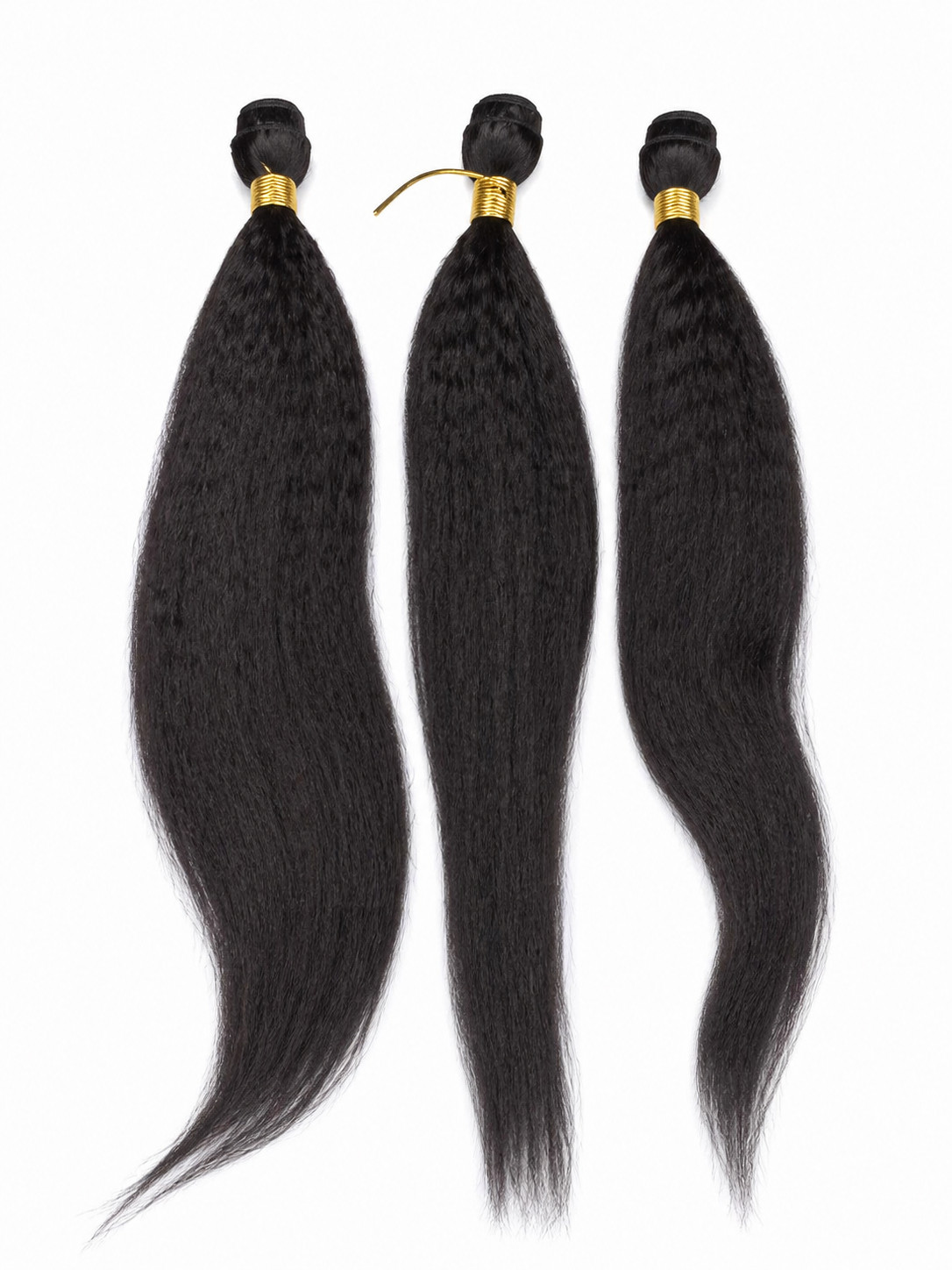 Brazilian Kinky Straight Hair Extensions 3 Bundles Yaki Human Hair 66g Remy Weft