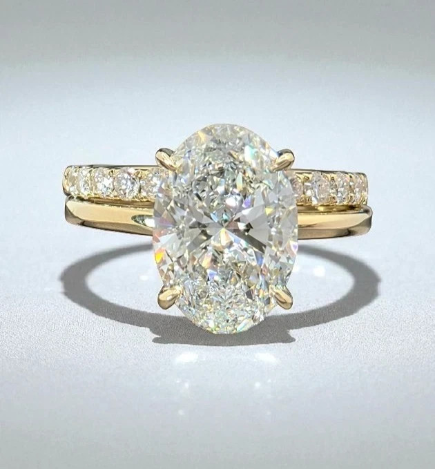 3.50Ct Oval-Cut VS1 Lab Grown Diamond Solitaire Wedding Ring Set 14k Yellow Gold 3.50Ct Oval-Cut VS1 Lab Grown Diamond Solitaire Wedding Ring Set 14k Yellow Gold