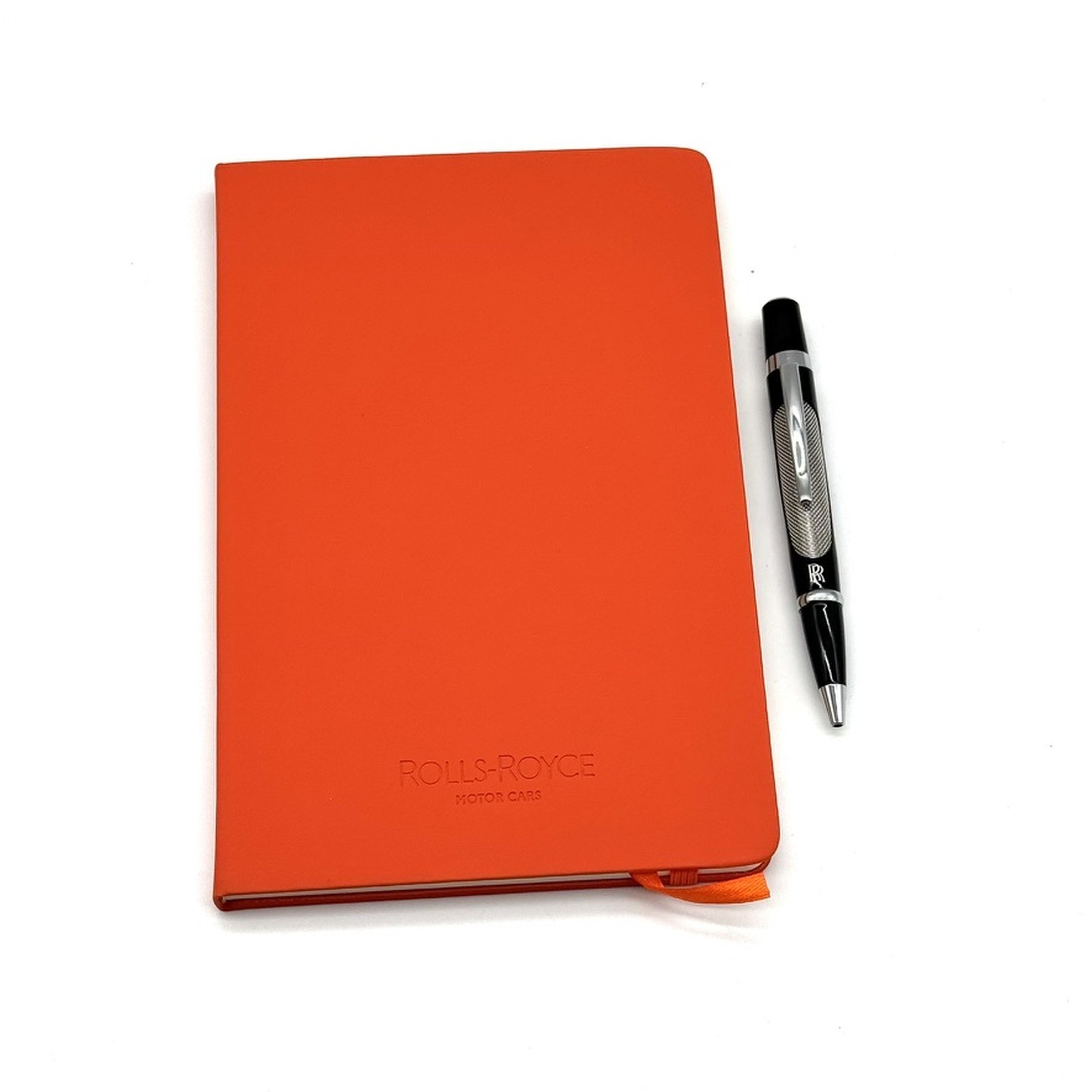 Rolls-Royce Orange Notebook and Pen Set RR Logo Hardcover Journal Gift Set