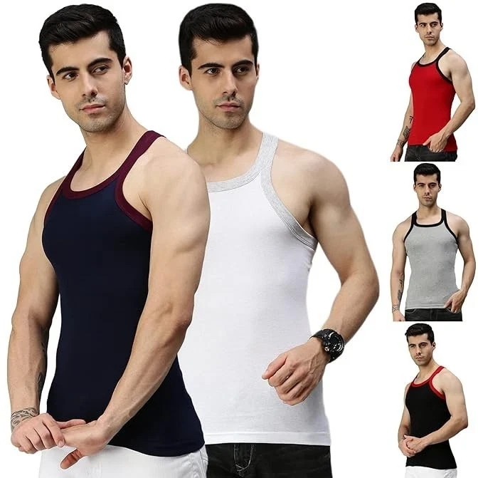 Lux Cozi Men's Gym Wear Cotton Xylo Vest (Pack of 20) (Colors & Print May Vary)